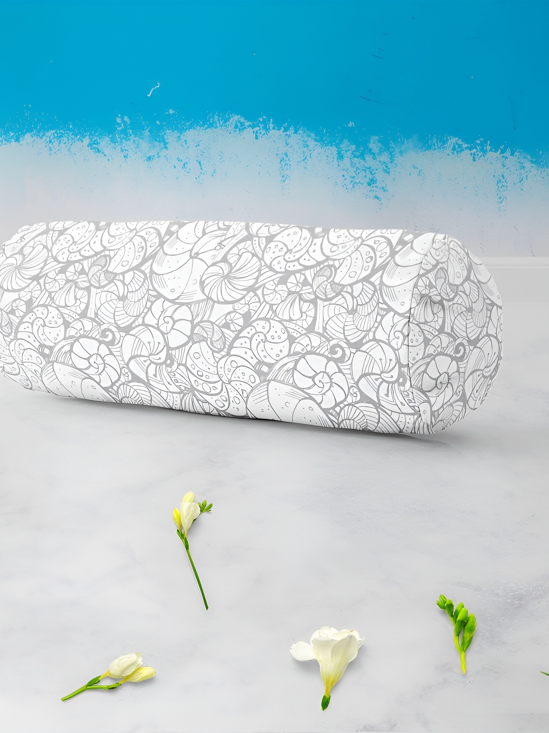 

ArtzFolio White & Grey 2 Pieces Printed Bolster Covers