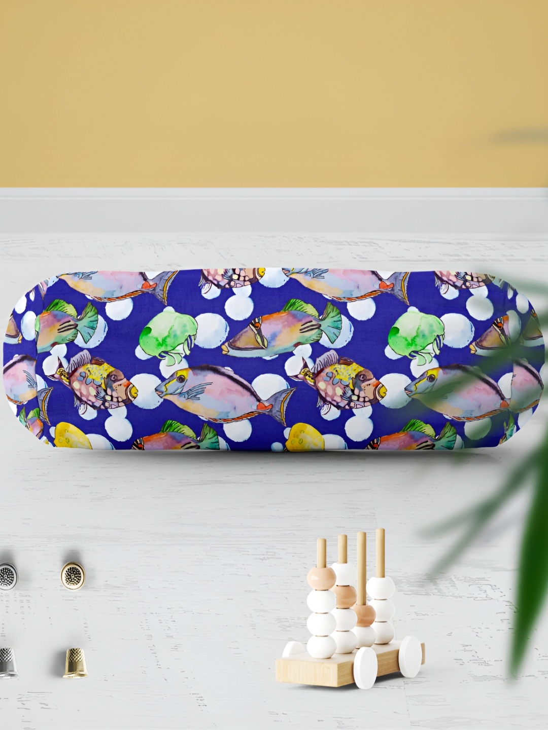 

ArtzFolio Blue & Green 2 Pieces Printed Velvet Bolster Covers with Concealed Zipper
