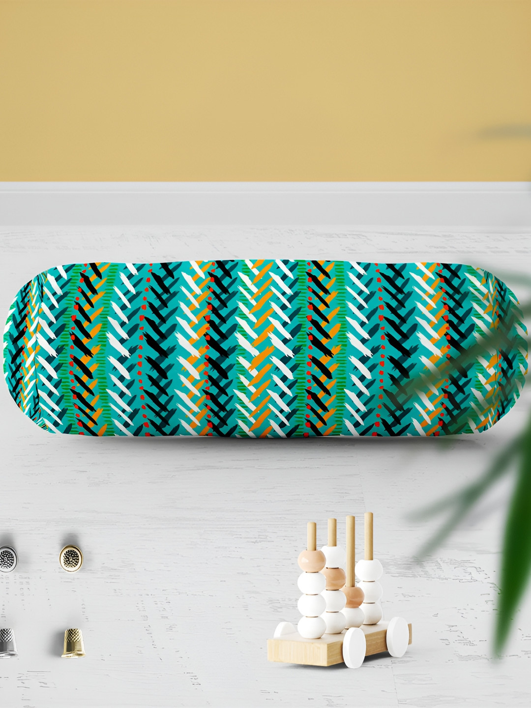 

ArtzFolio Green and White 2 Pieces Printed Eco-Friendly Bolster Covers