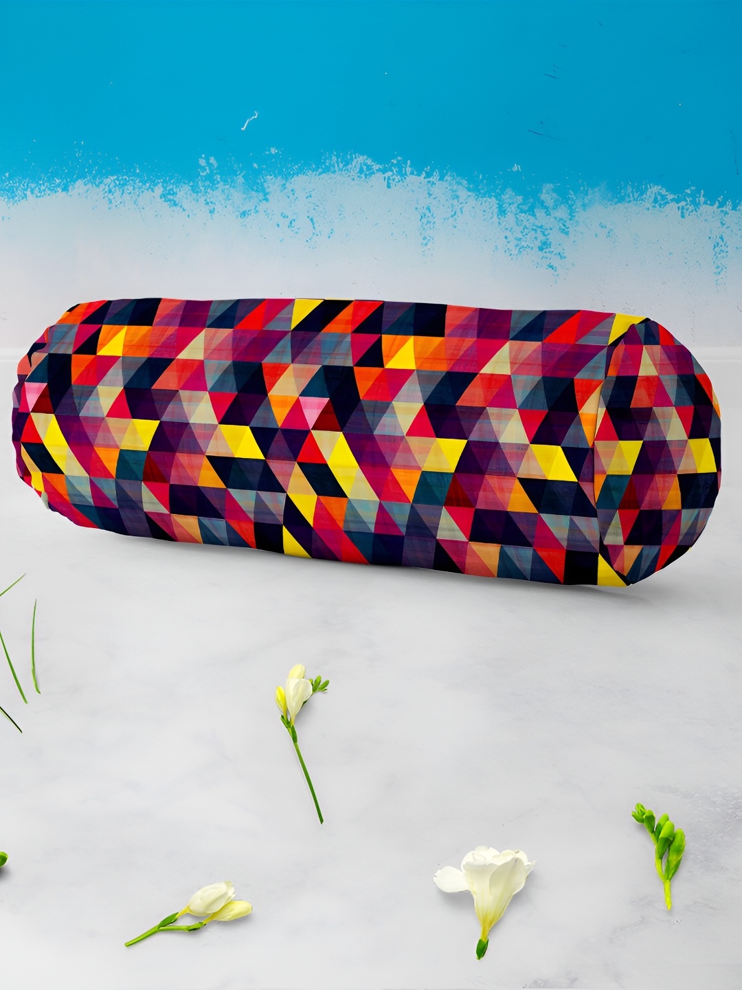 

ArtzFolio 2 Pieces Back Geometric Printed Bolster Cover, Black