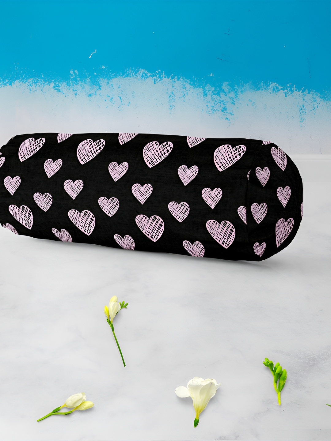 

ArtzFolio 2 Pieces Black & Pink Printed Eco-Friendly Bolster Covers