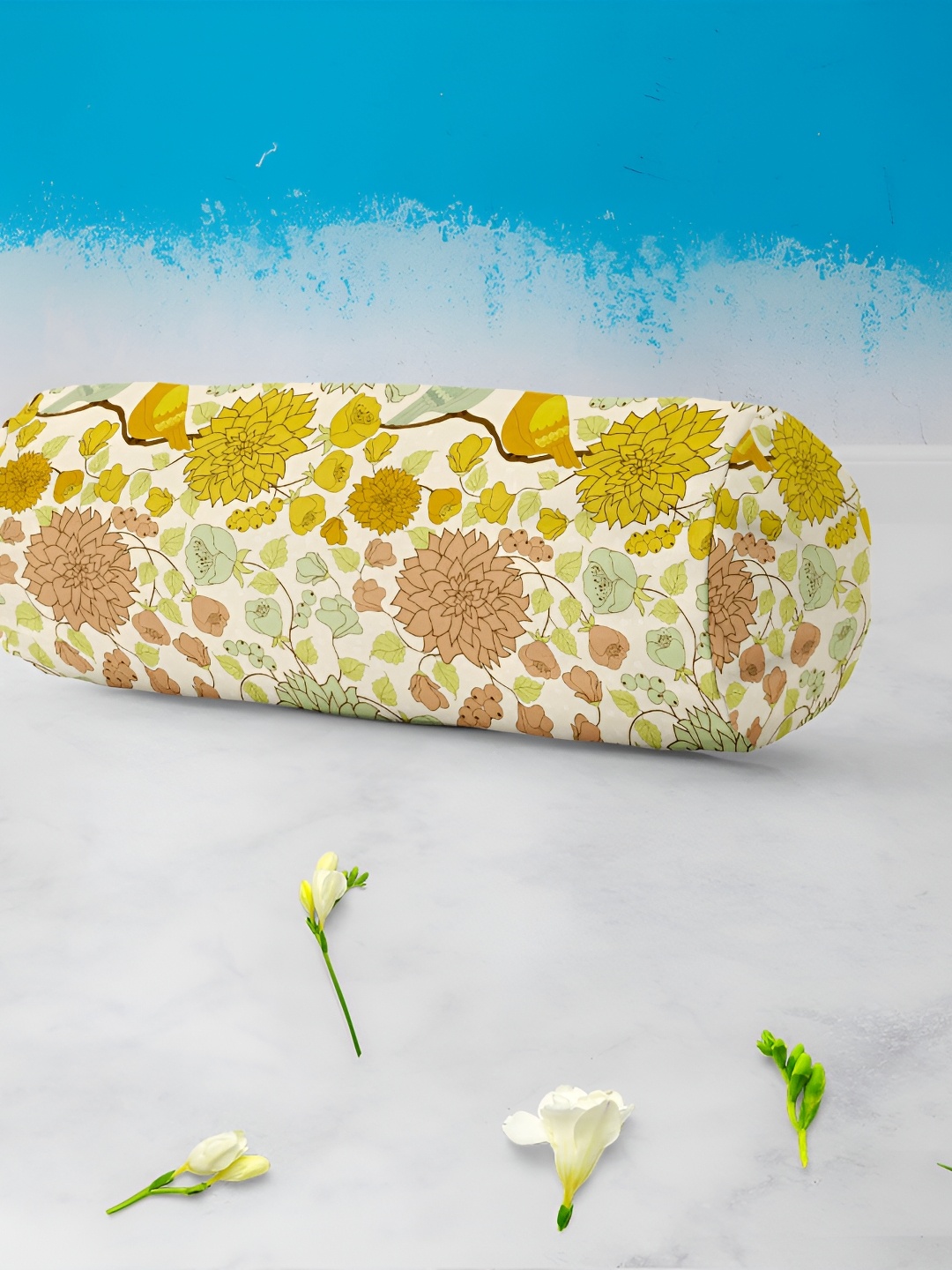 

ArtzFolio 2 Pieces Cream-colored Printed Bolster Covers with Concealed Zipper