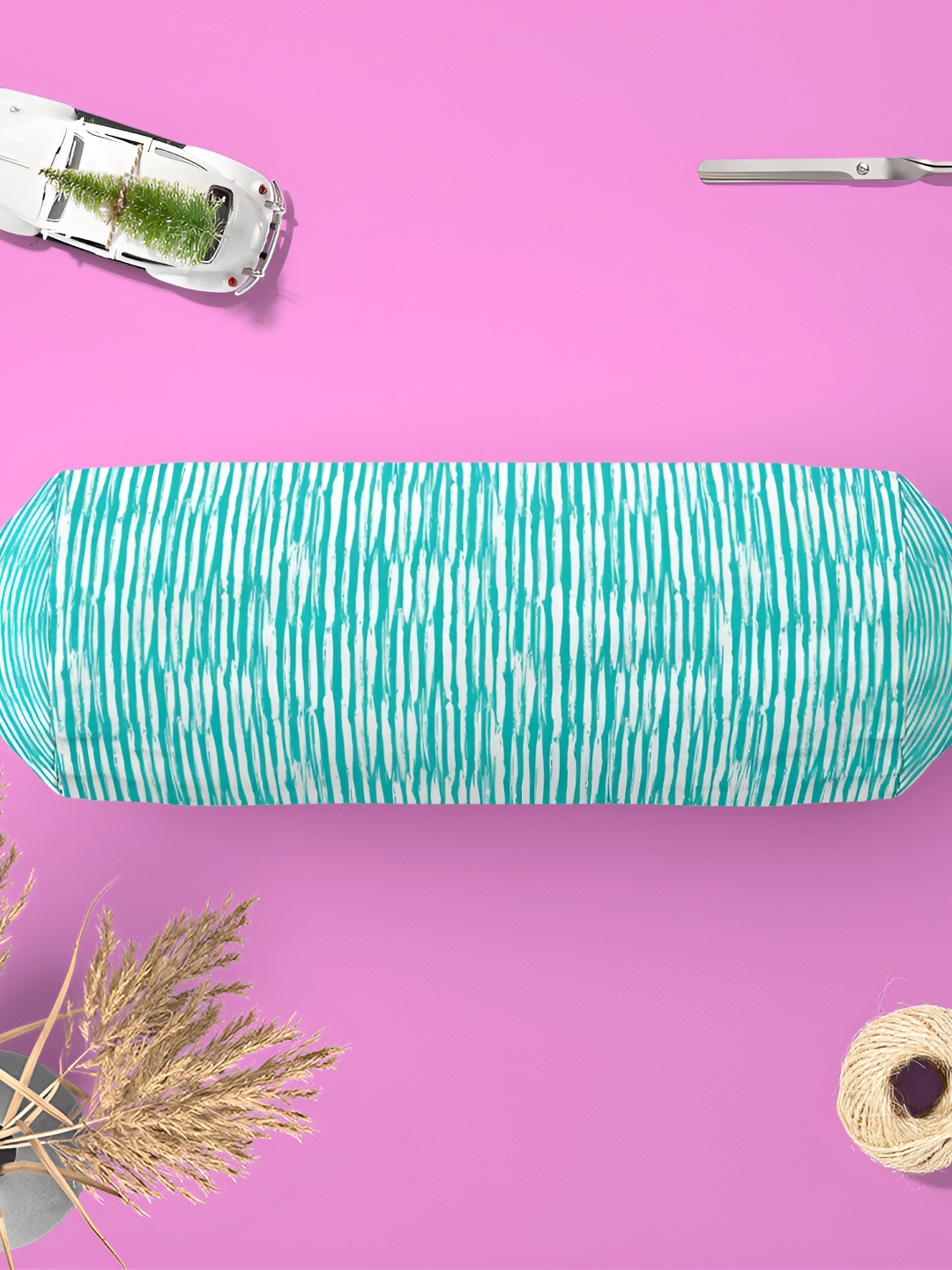 

ArtzFolio 2 Pieces Green & White Printed Eco-Friendly Bolster Covers