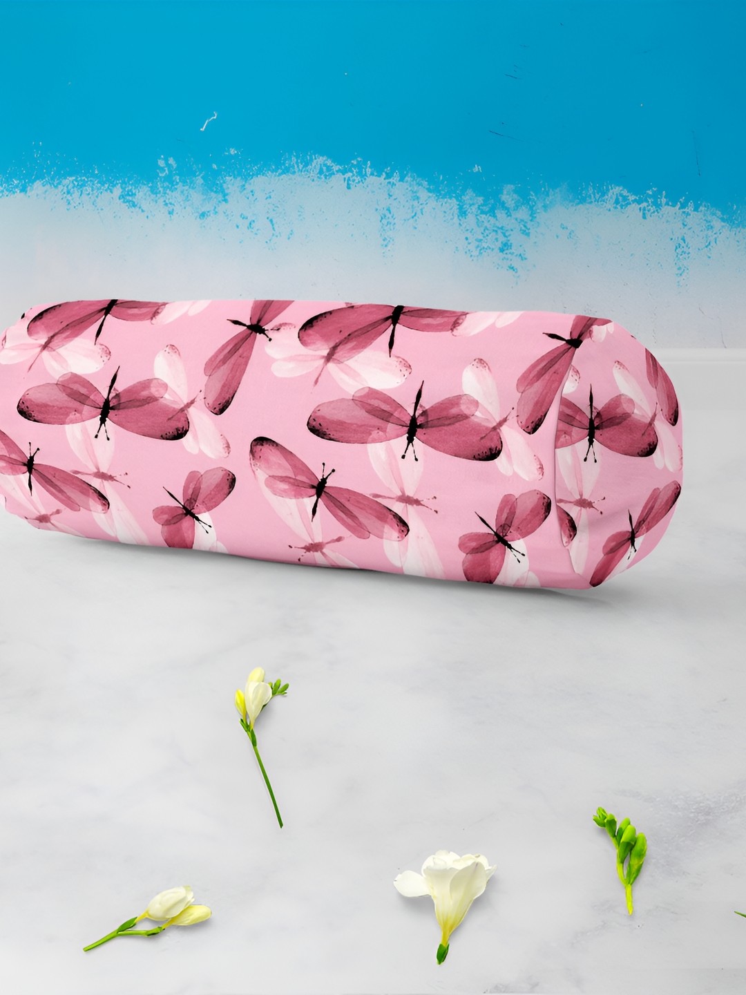 

ArtzFolio Pink 5 Pieces Print Velvet Bolster Covers