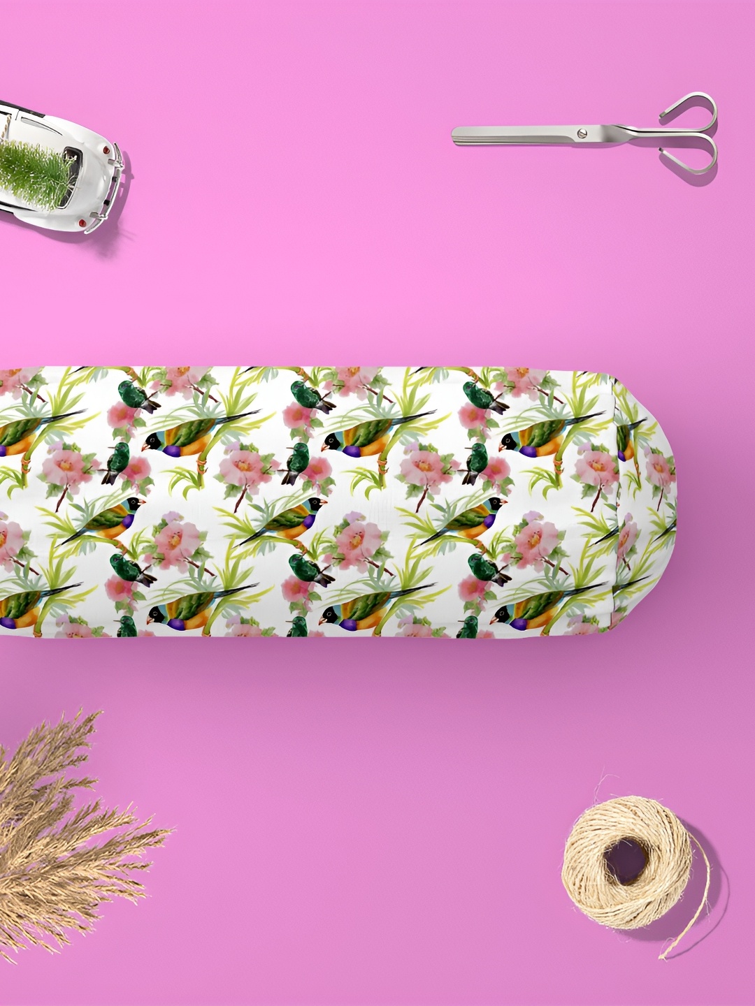 

ArtzFolio White & Green 2 Pieces Floral Velvet Bolster Covers