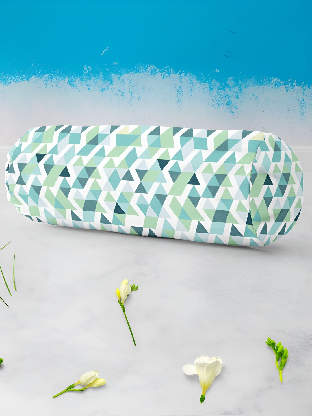 

ArtzFolio White & Green 2 Pieces Printed Eco-Friendly Bolster Covers