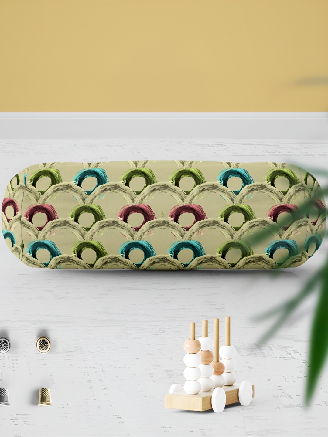 

ArtzFolio Cream & Green 2 Pieces Printed Bolster Covers, Multi