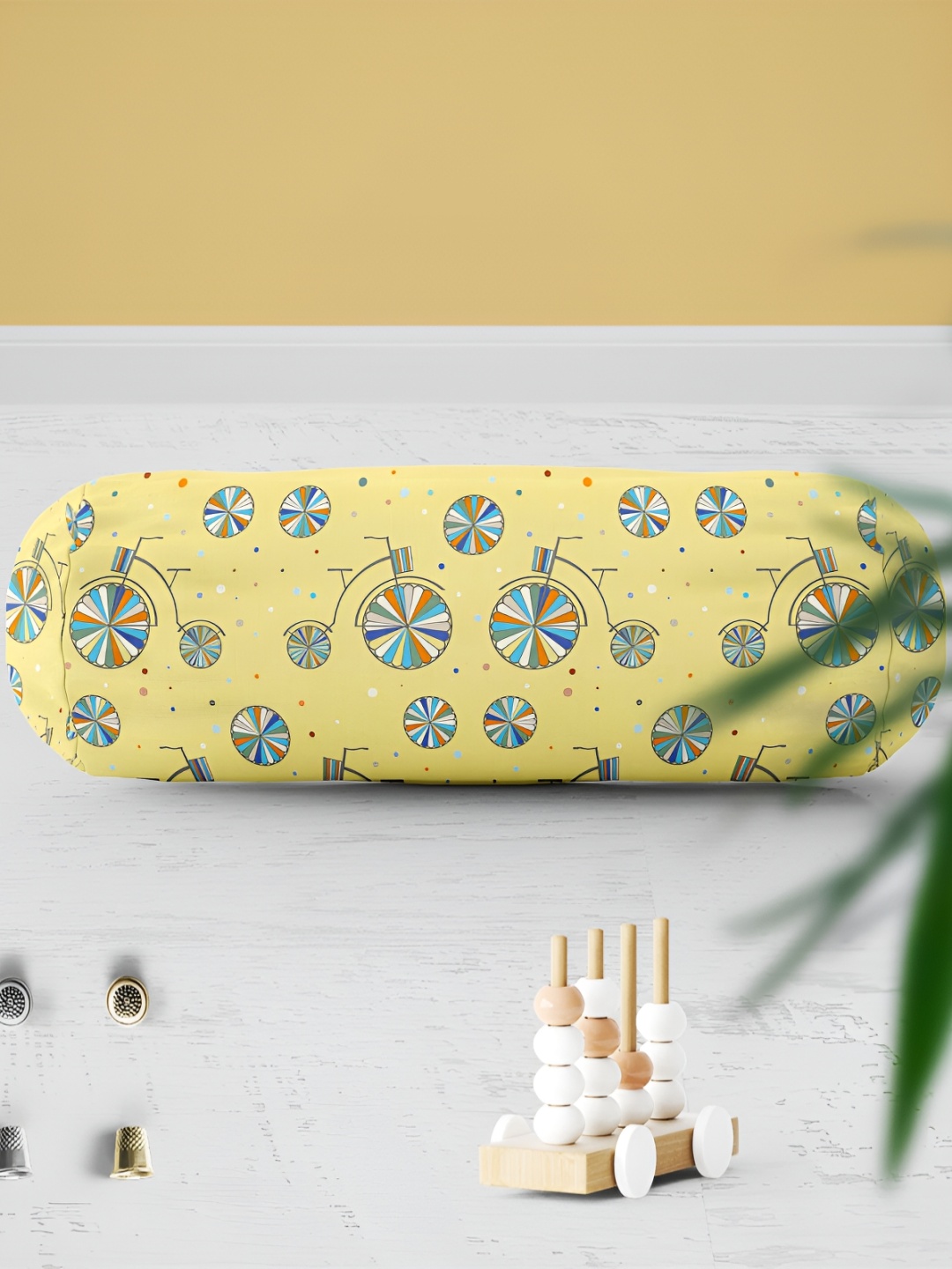 

ArtzFolio Yellow & Blue 2 Pieces Printed Eco-Friendly Bolster Covers