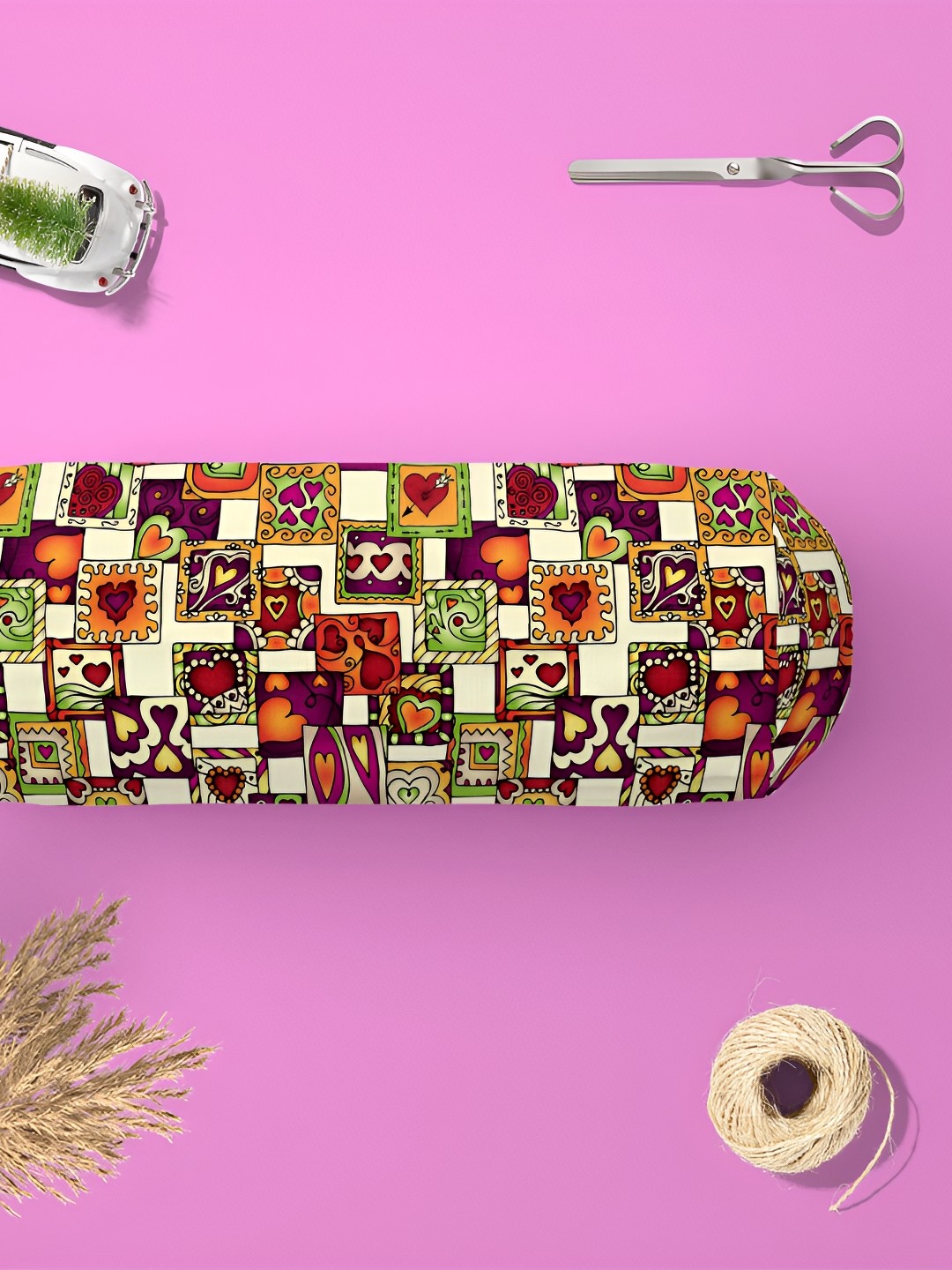

ArtzFolio Beige & Green 2 Pieces Printed Bolster Covers