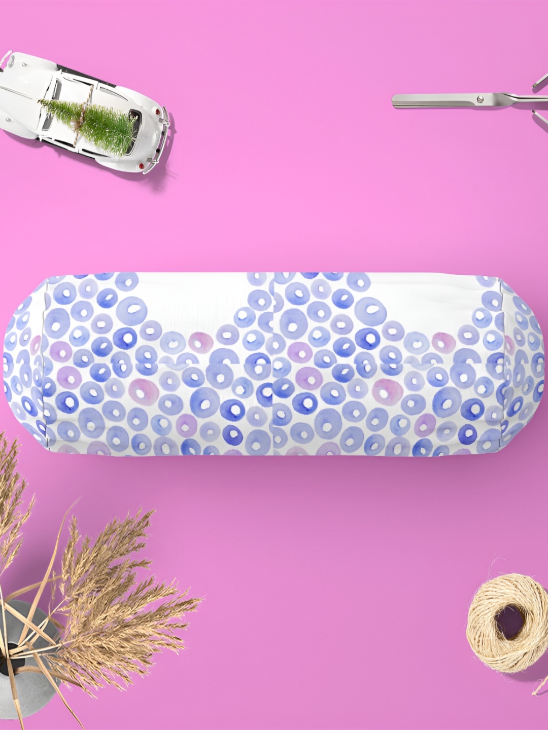 

ArtzFolio White & Blue 2 Pieces Printed Eco-Friendly Bolster Covers