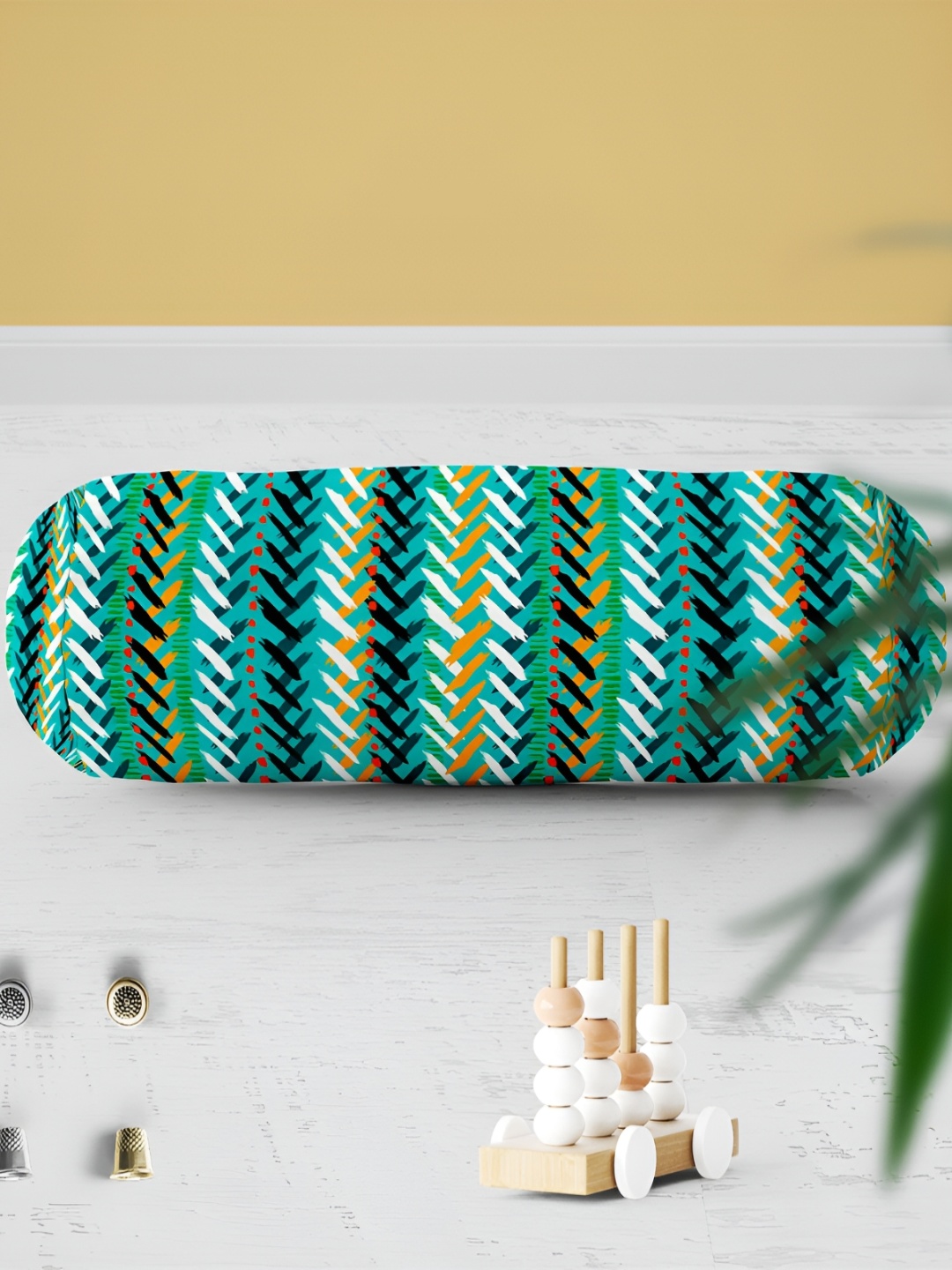 

ArtzFolio White & Sea Green 5 Pieces Printed Bolster Covers