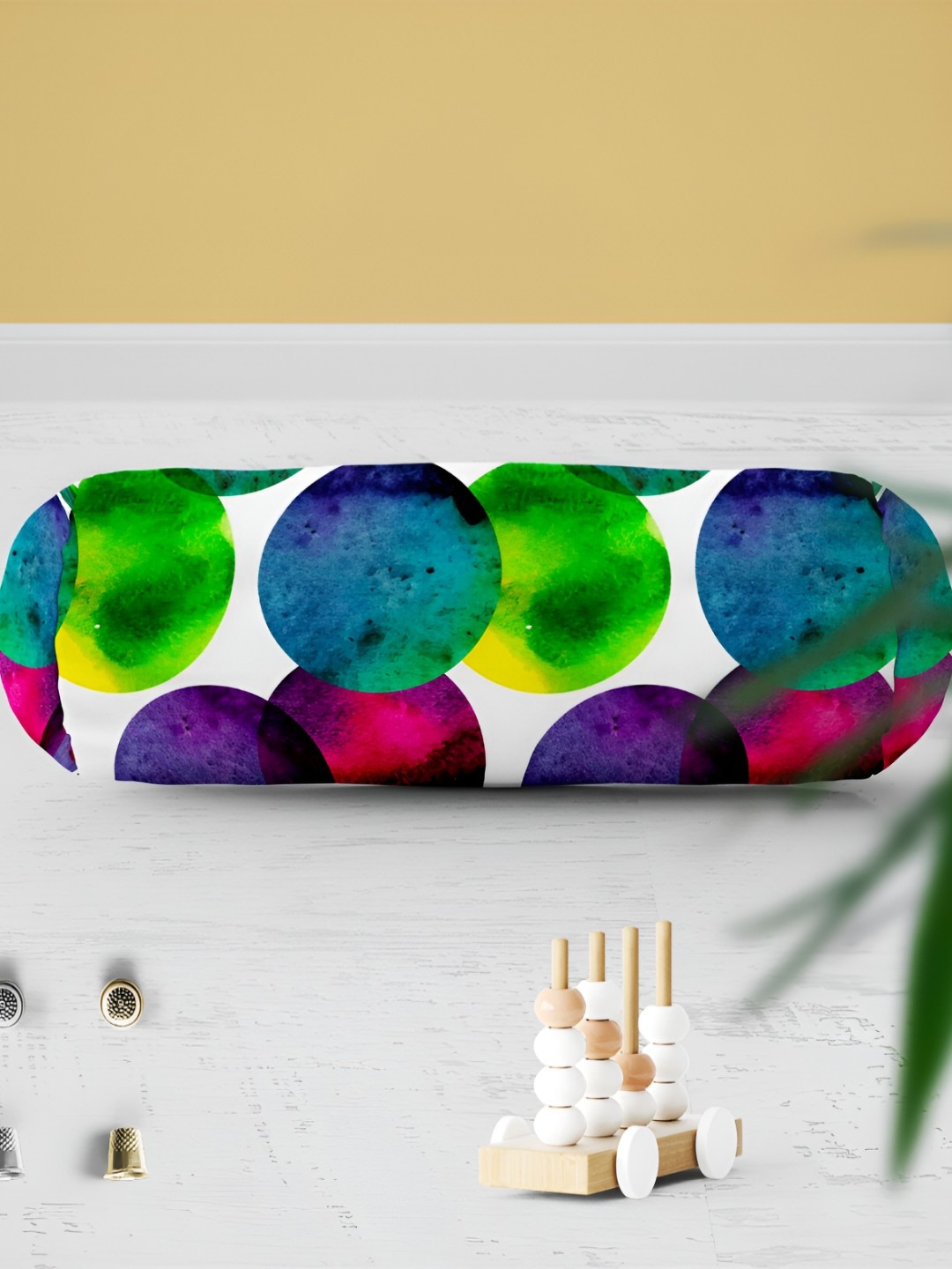 

ArtzFolio Green & Blue 2 Pcs Geometric Printed Velvet Bolster Covers