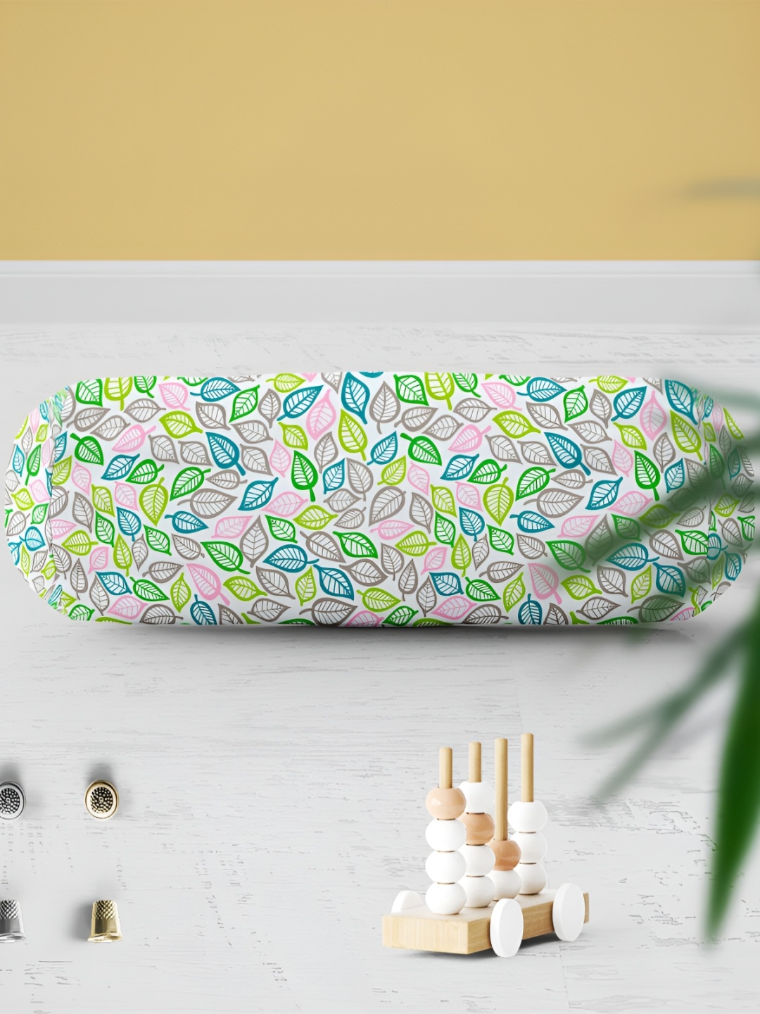 

ArtzFolio White & Green 2 Pcs Floral Printed Bolster Covers