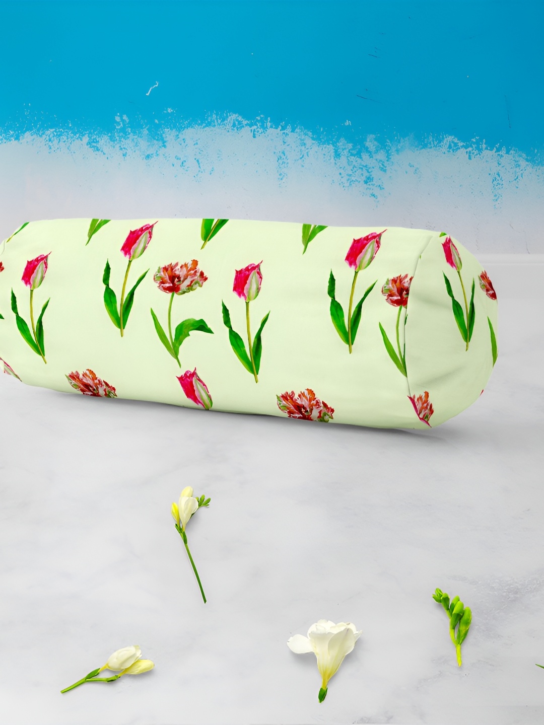 

ArtzFolio Pink & Green 2 Pieces Printed Bolster Covers