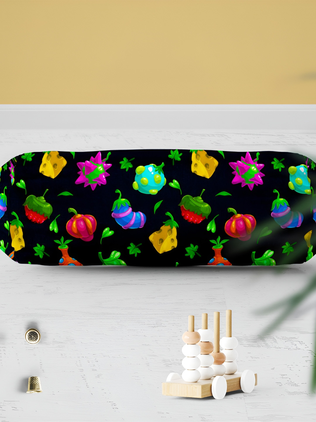 

ArtzFolio Black & Green 2 Pcs Printed Bolster Covers
