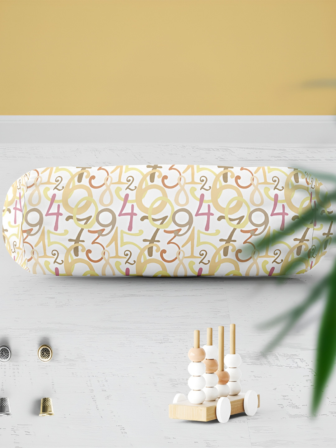 

ArtzFolio White & Beige 2 Pcs Printed Bolster Covers