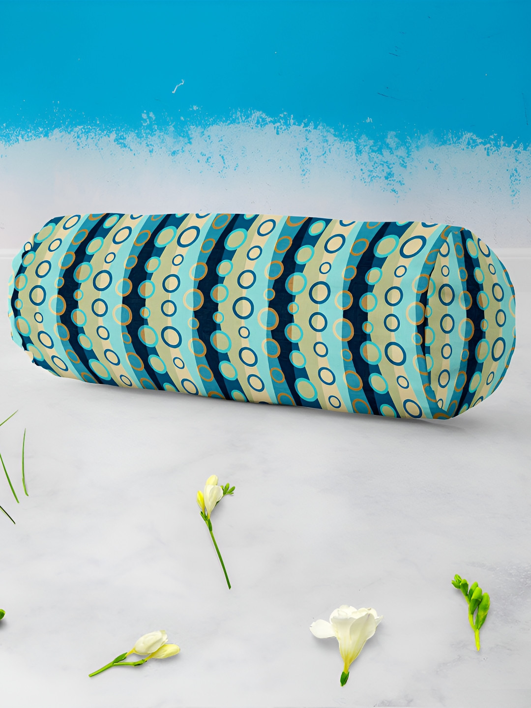 

ArtzFolio Blue & Green 2-Pcs Geometric Printed Velvet Bolster Covers