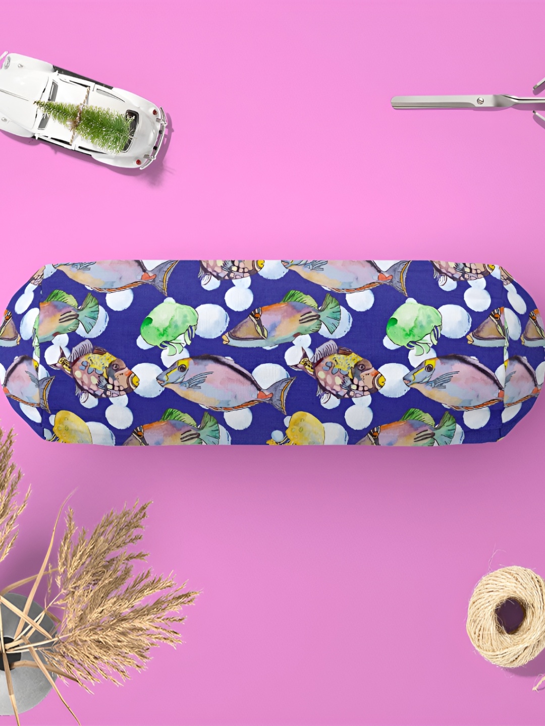 

ArtzFolio Blue Green 2 Pieces Quirky Print Velvet Bolster Covers