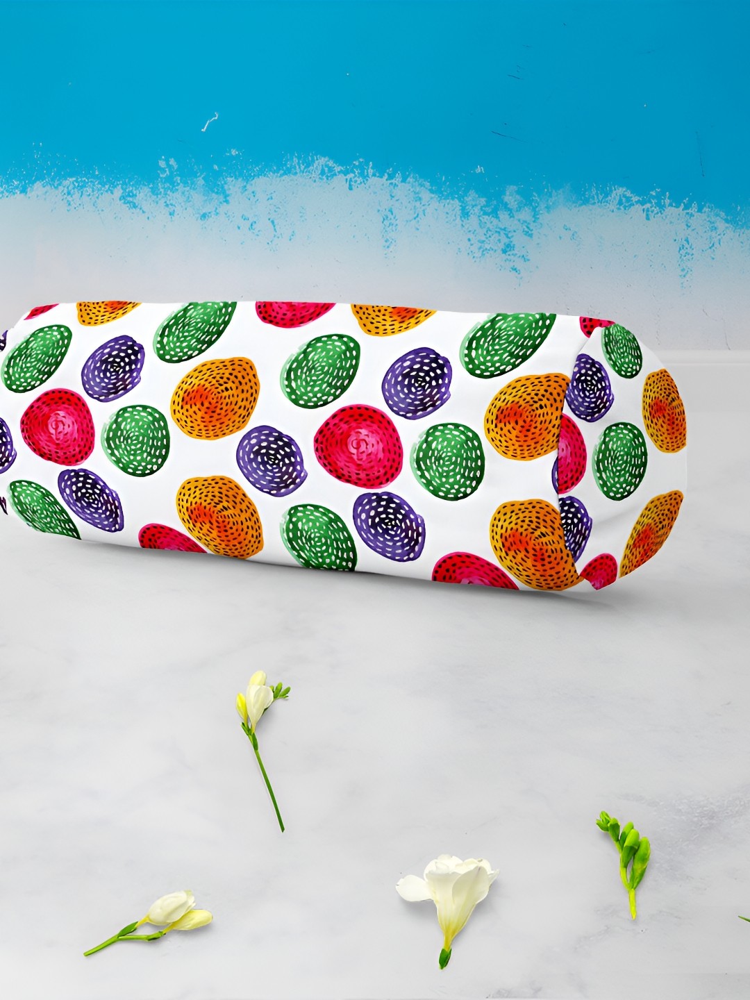 

ArtzFolio White & Green 2 Pieces Printed Bolster Covers