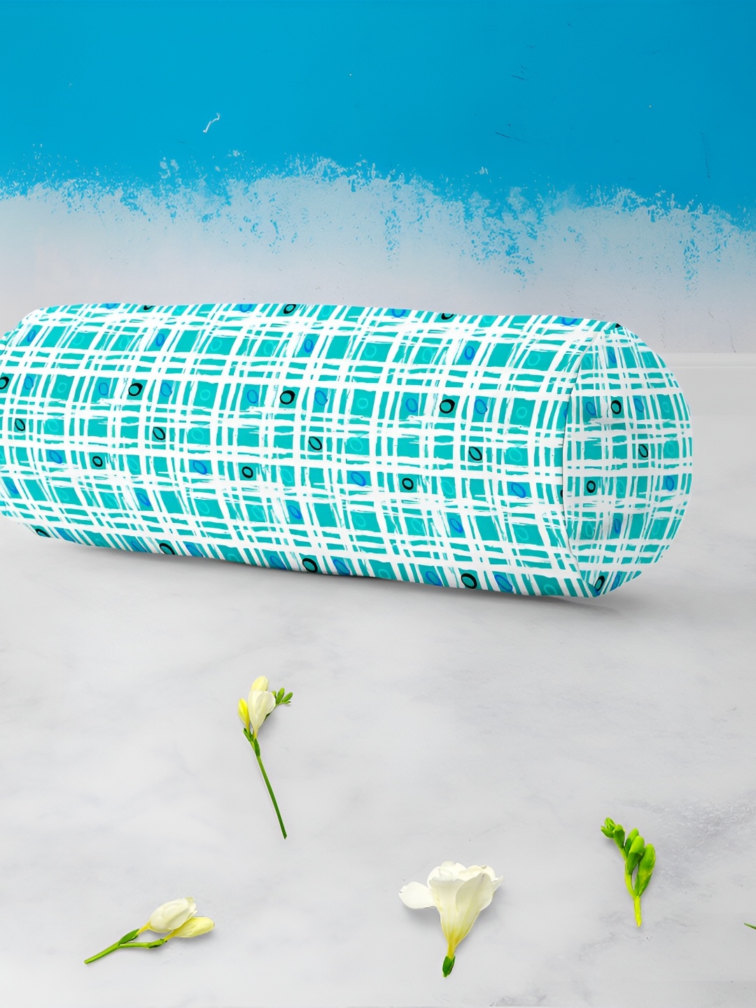 

ArtzFolio Blue & White 2 Pieces Geometric Printed Eco-Friendly Bolster Covers