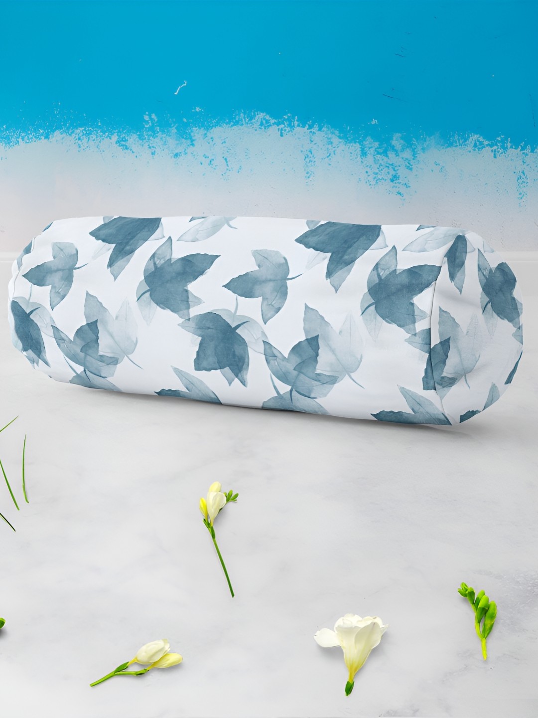 

ArtzFolio White & Grey 2 Pieces Floral Printed Eco-Friendly Bolster Covers