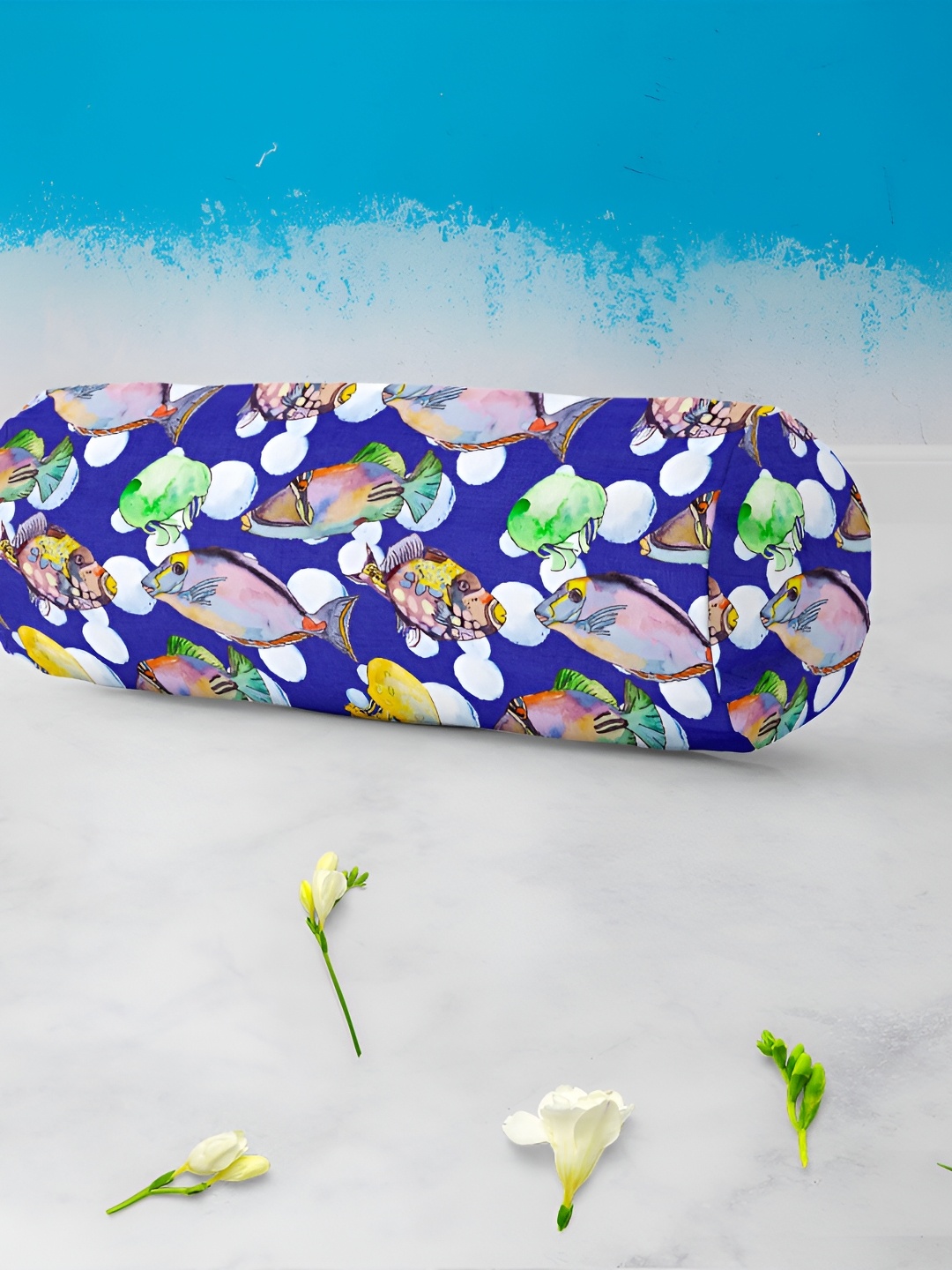 

ArtzFolio Blue & White 2 Pieces Printed Bolster Cover