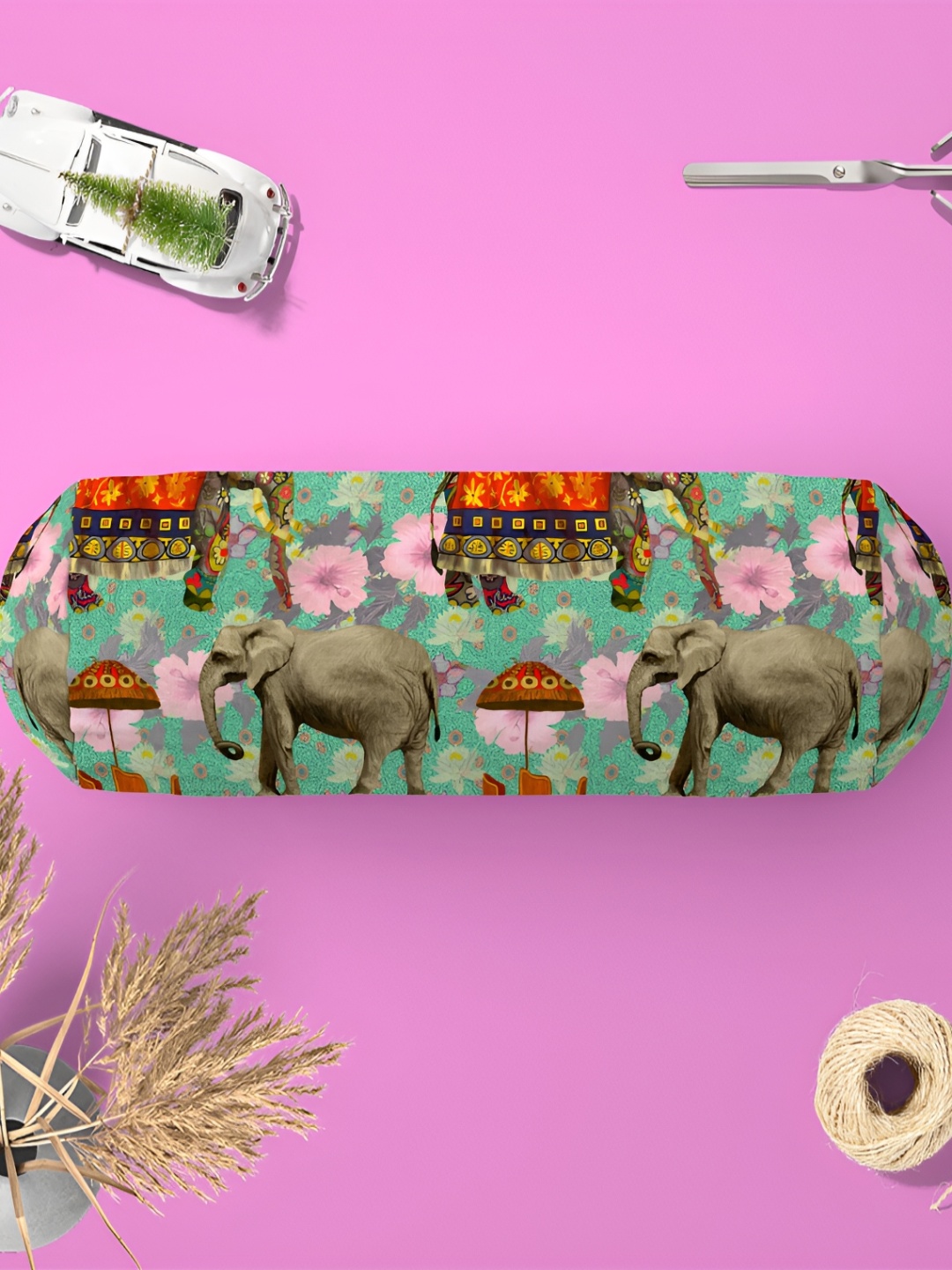 

ArtzFolio Green & Taupe 2 Pieces Printed Velvet Bolster Covers