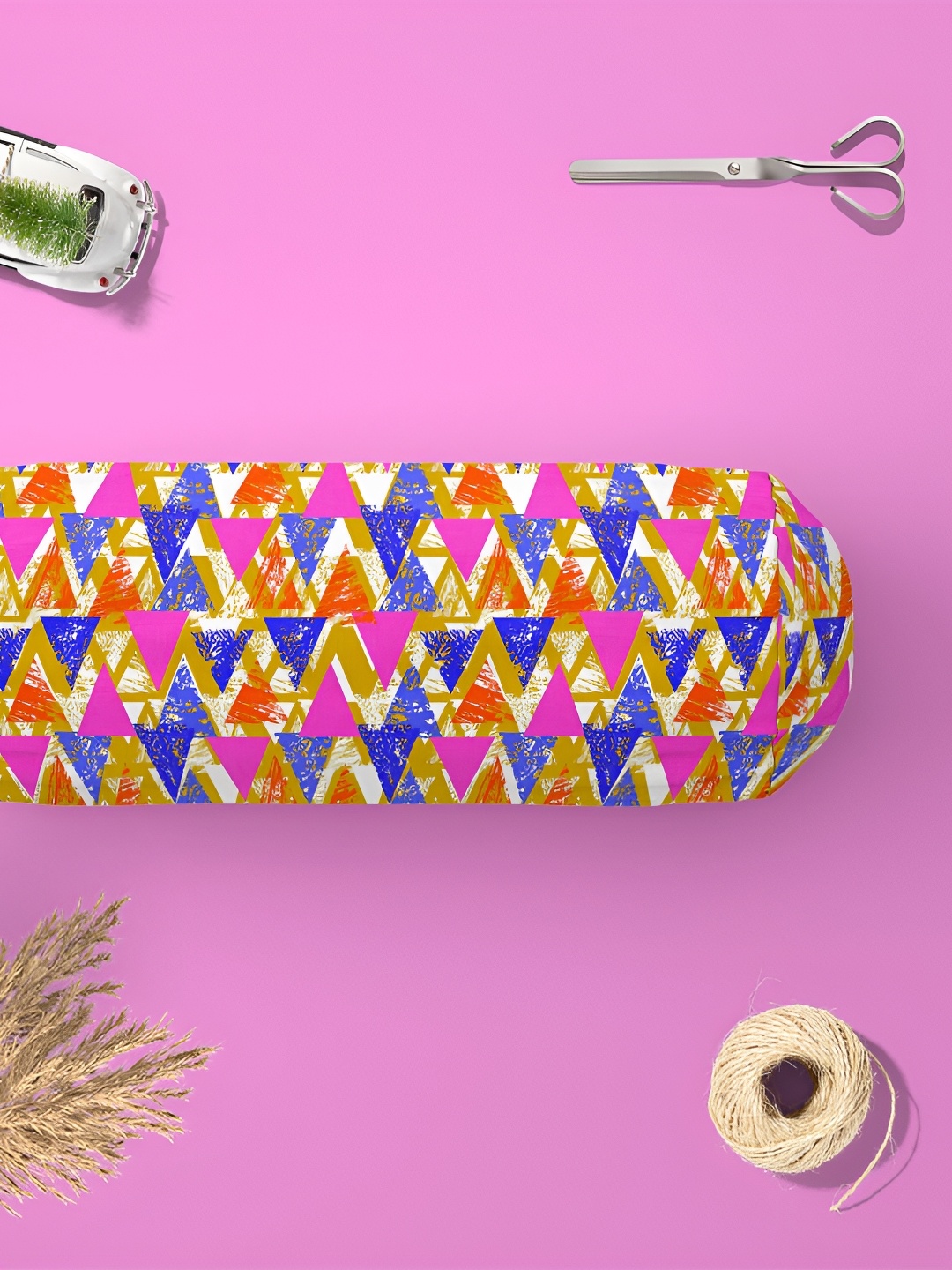 

ArtzFolio 2 Pieces Pink Printed Velvet Bolster Cover