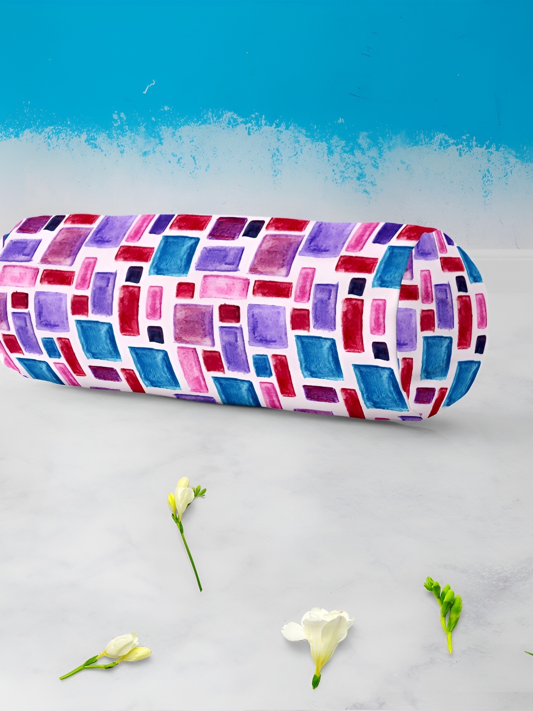 

ArtzFolio 2 Pieces White & Pink Printed Eco-Friendly Bolster Covers