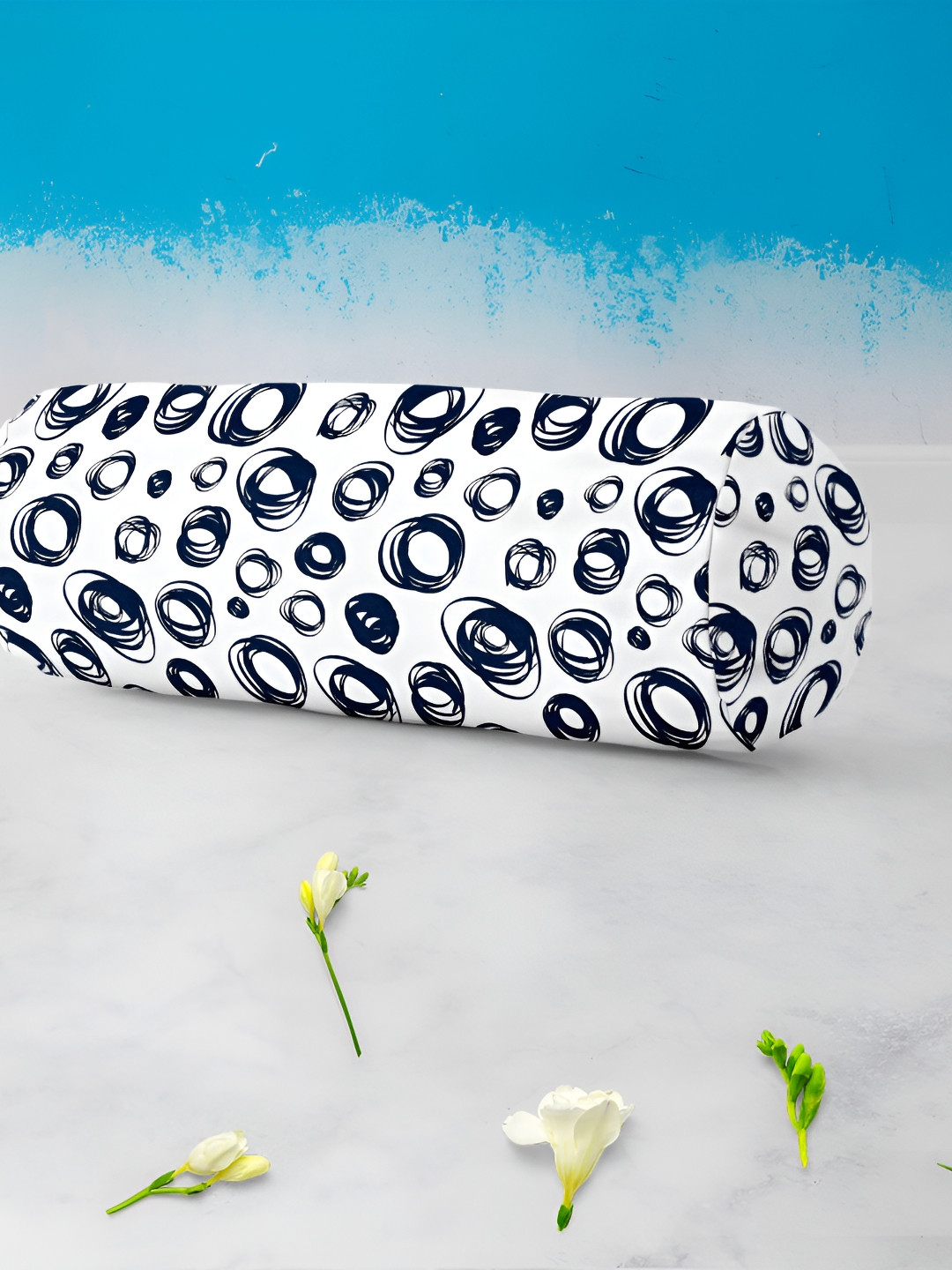 

ArtzFolio 2 Pieces Geometric Printed Velvet Bolster Covers, White