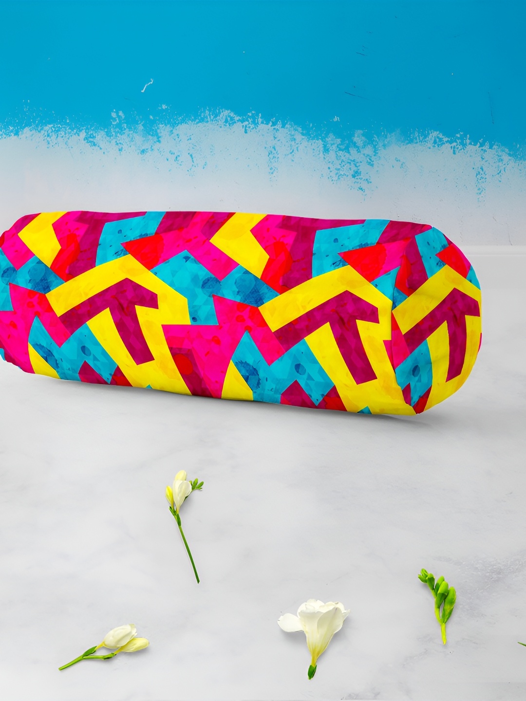 

ArtzFolio 2 Pieces Blue & Pink Geometric Printed Cotton Canvas Bolster Covers