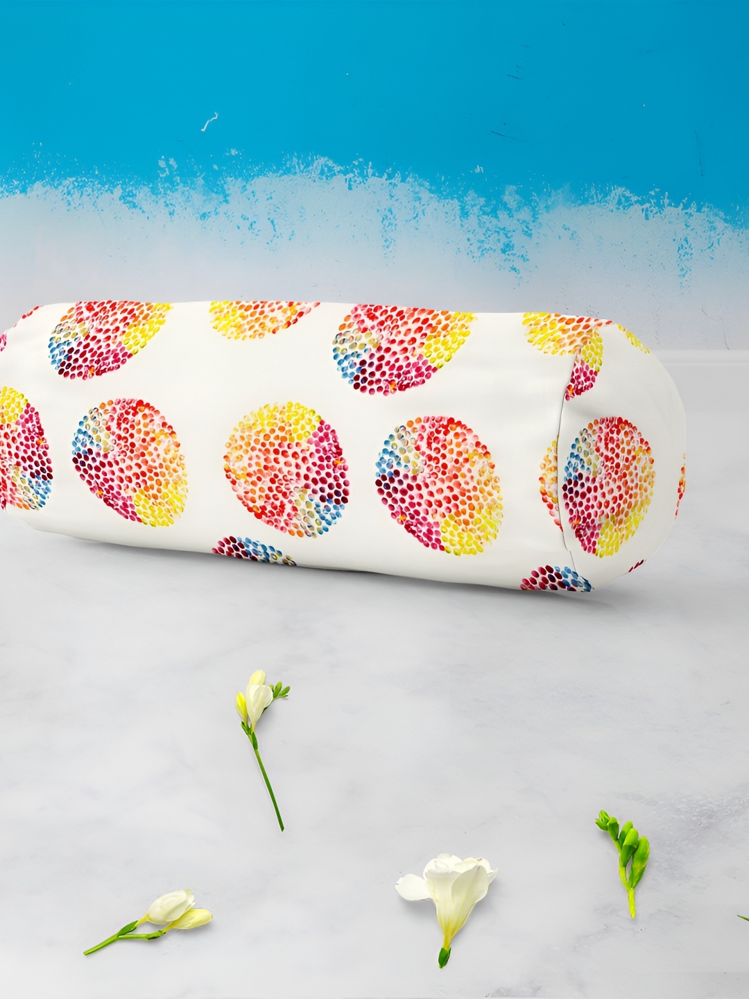 

ArtzFolio White & Red 2 Pieces Printed Bolster Covers