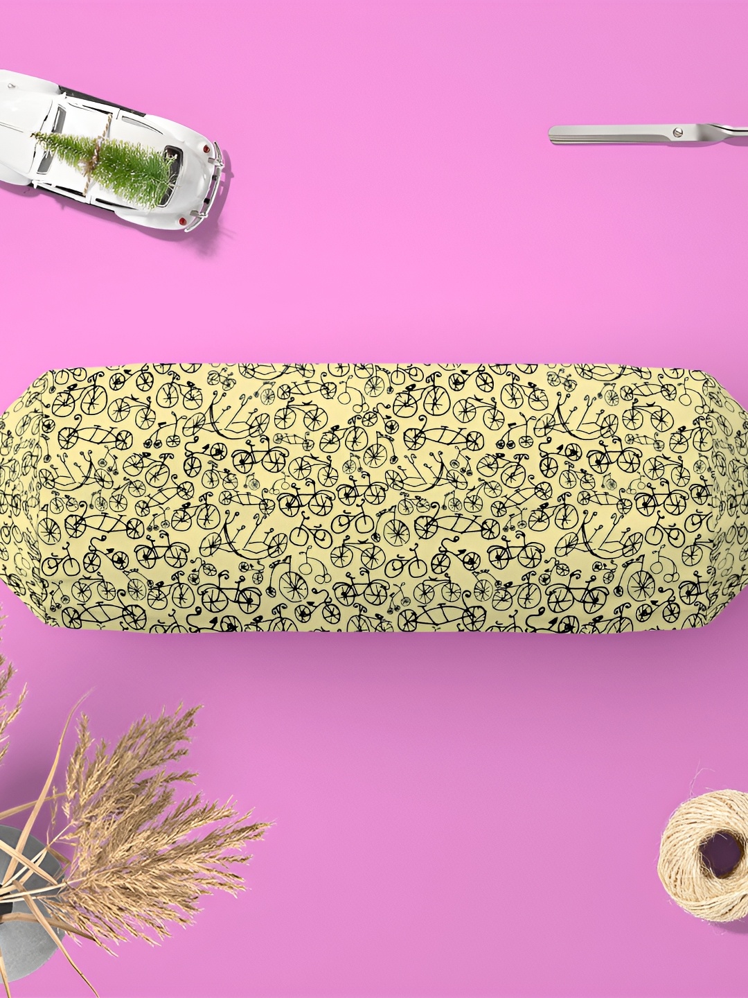 

ArtzFolio Yellow & Black 2 Pieces Printed Bolster Covers