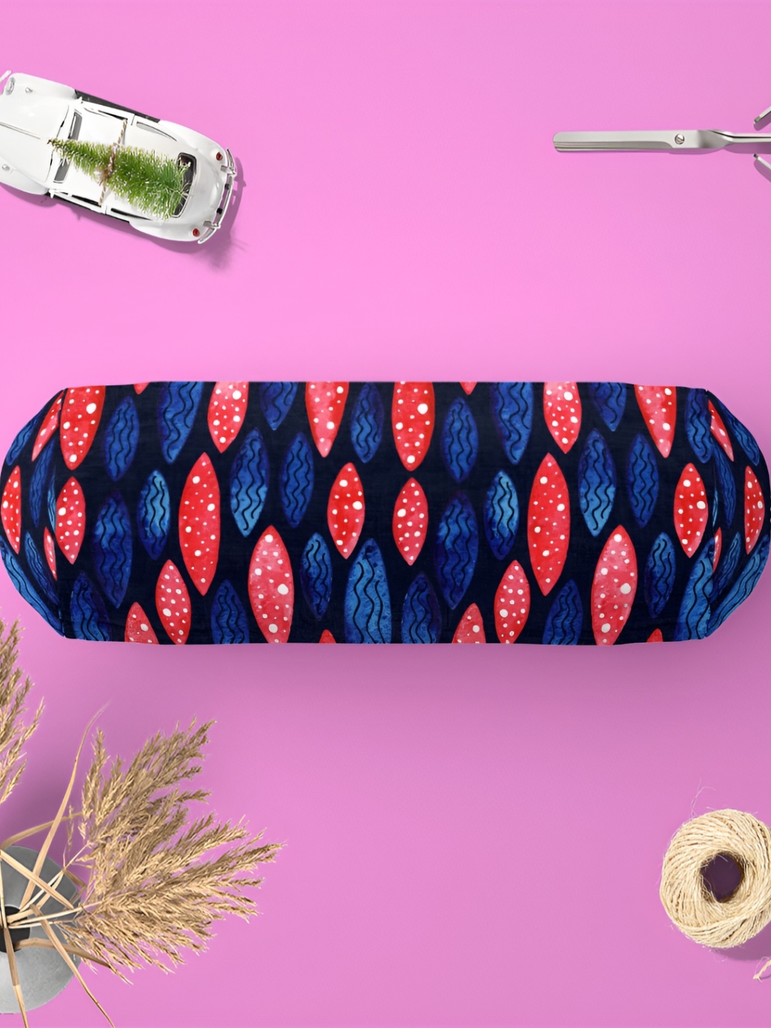 

ArtzFolio Blue & Black 2 Pieces Printed Velvet Bolster Covers