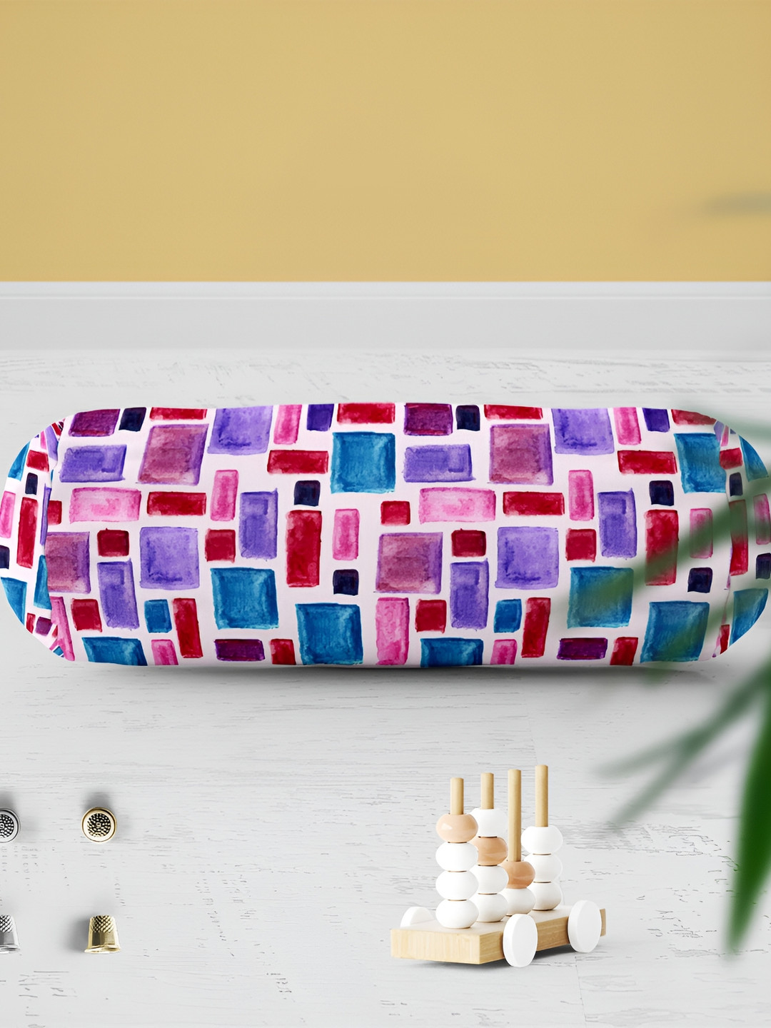 

ArtzFolio White & Blue 2 Pieces Printed Velvet Bolster Covers