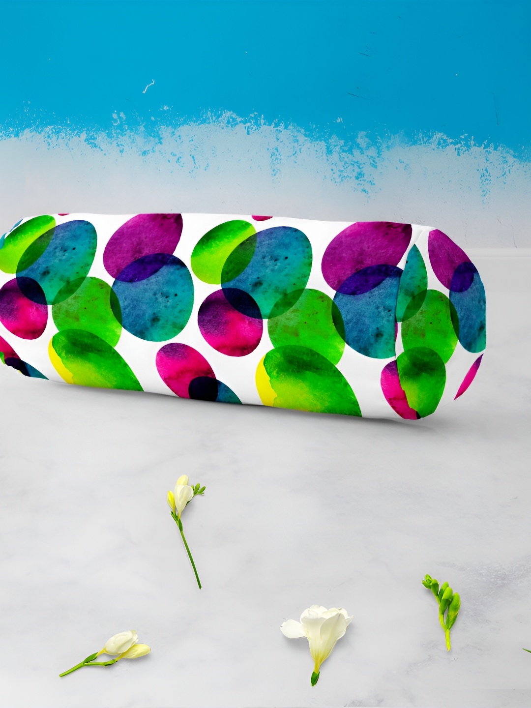 

ArtzFolio White & Green 2 Pieces Printed Bolster Covers