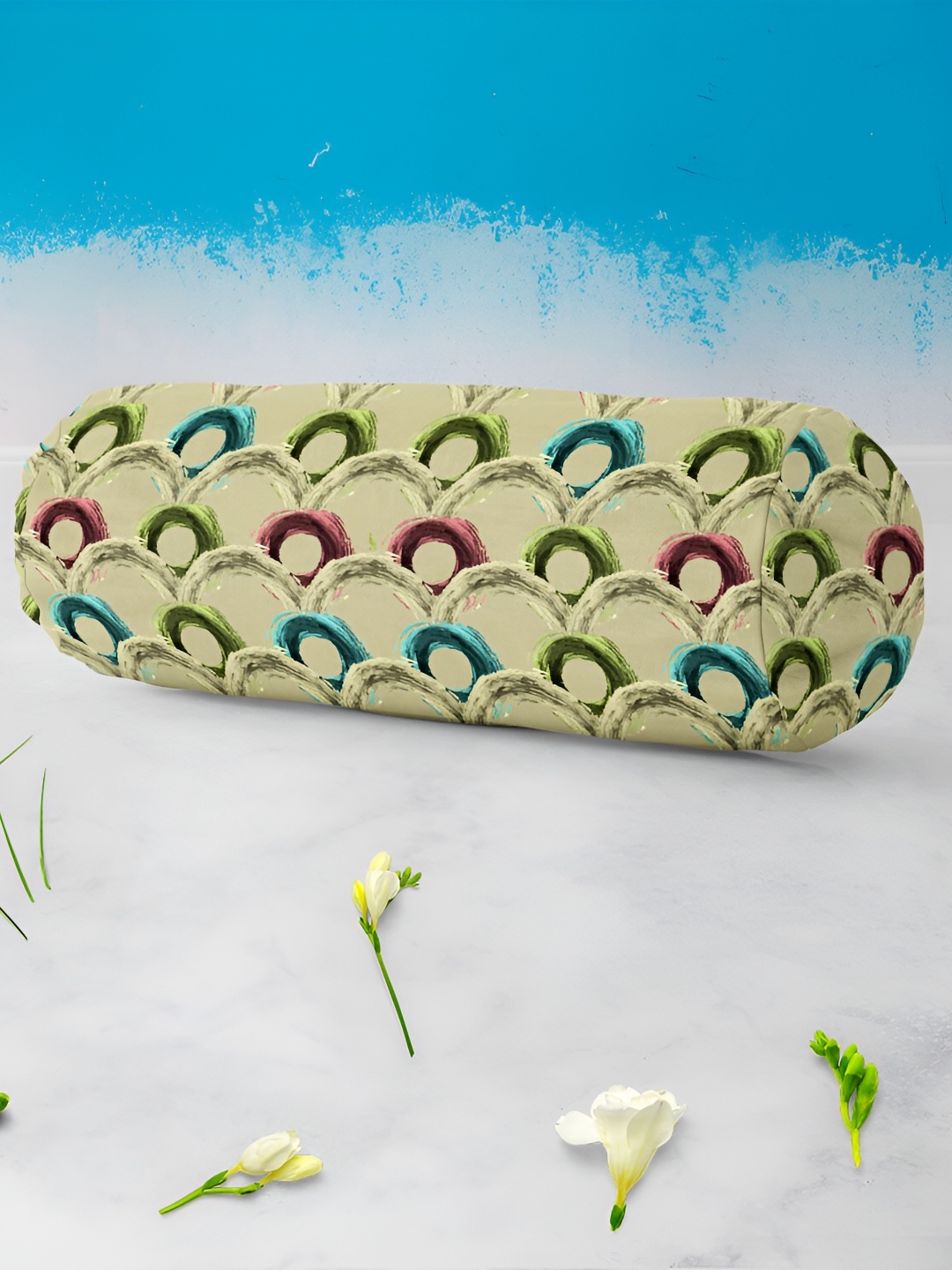 

ArtzFolio Beige & Green 2 Pieces Printed Bolster Covers