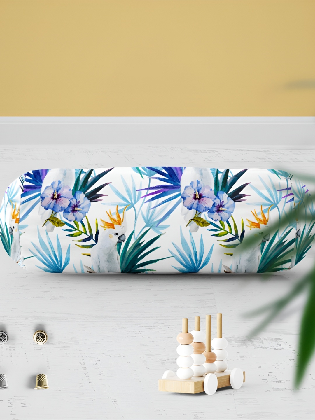 

ArtzFolio White & Blue 2 Pieces Floral Printed Bolster Covers