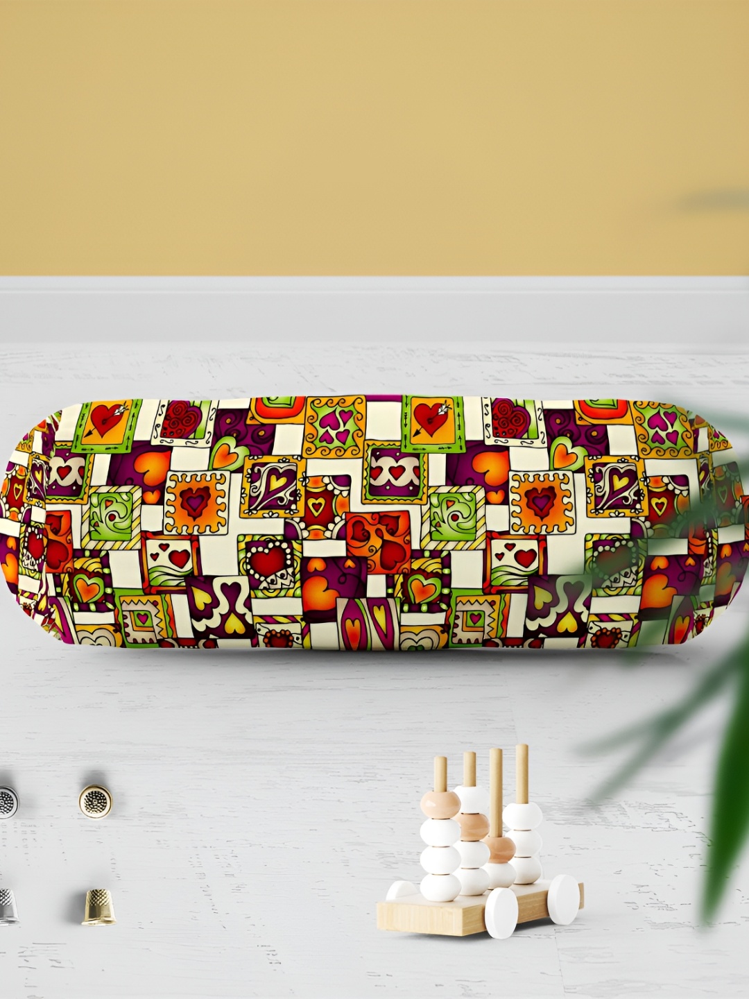

ArtzFolio Purple & Green Geometric Printed Velvet Bolster Covers