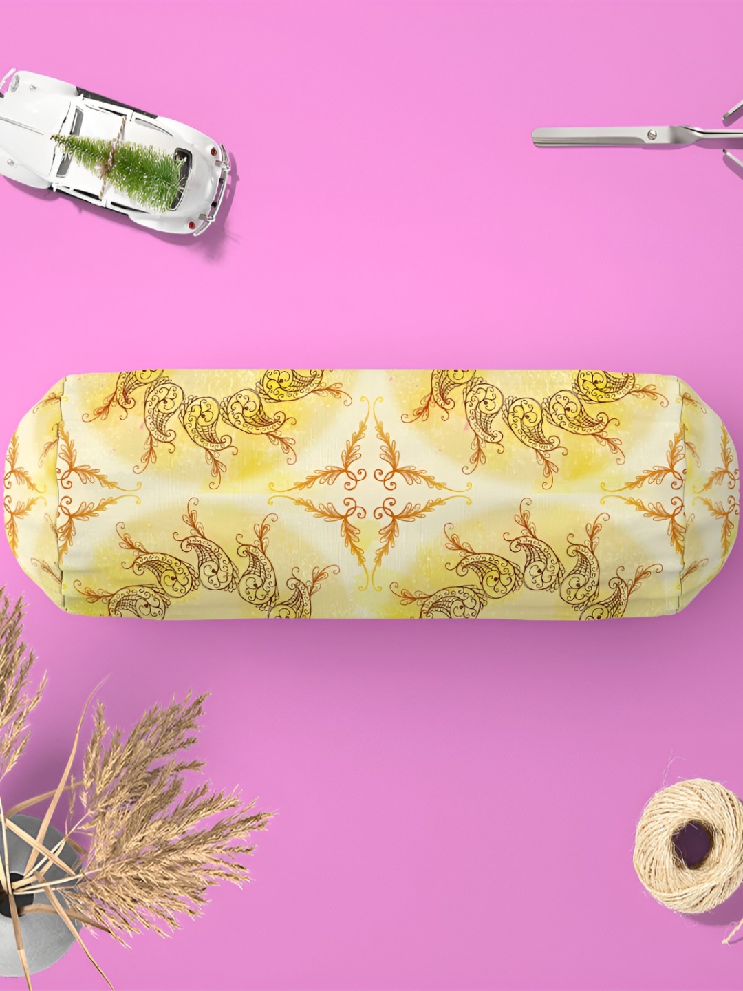 

ArtzFolio Beige & Yellow 2 Pieces Ethnic Motifs Printed Bolster Covers