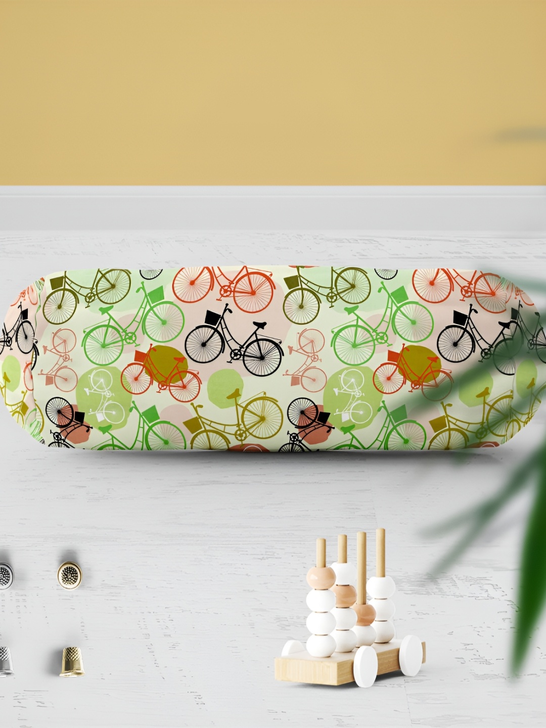

ArtzFolio Green & Off White 2 Pieces Printed Eco-Friendly Bolster Covers