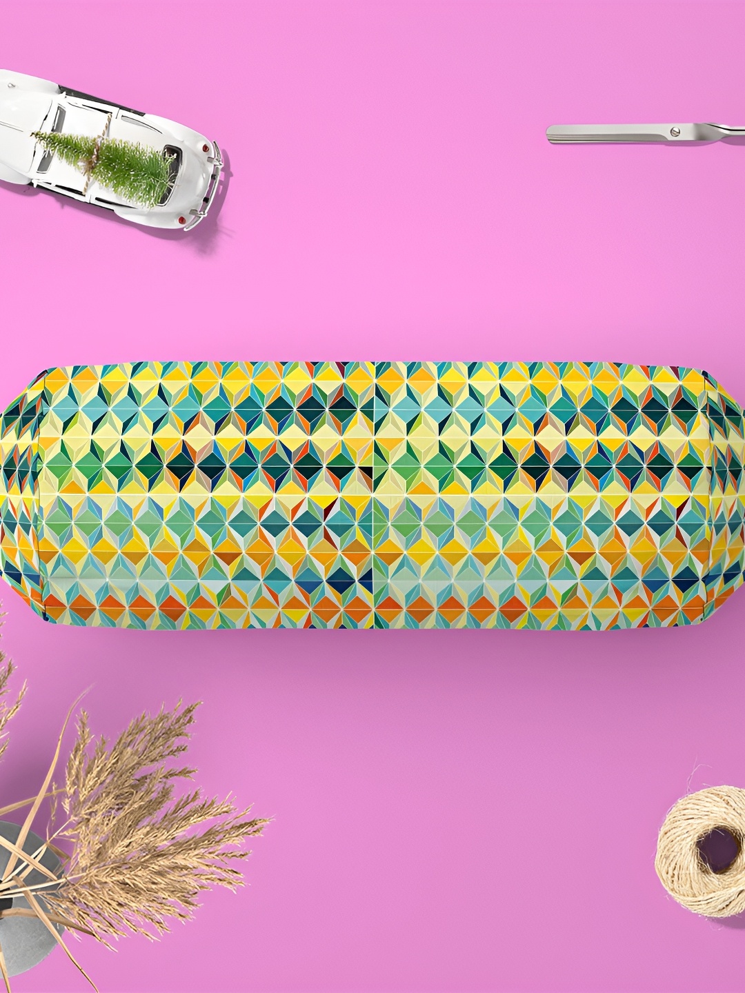 

ArtzFolio Green & Yellow 2 Pieces Abstract Printed Bolster Covers