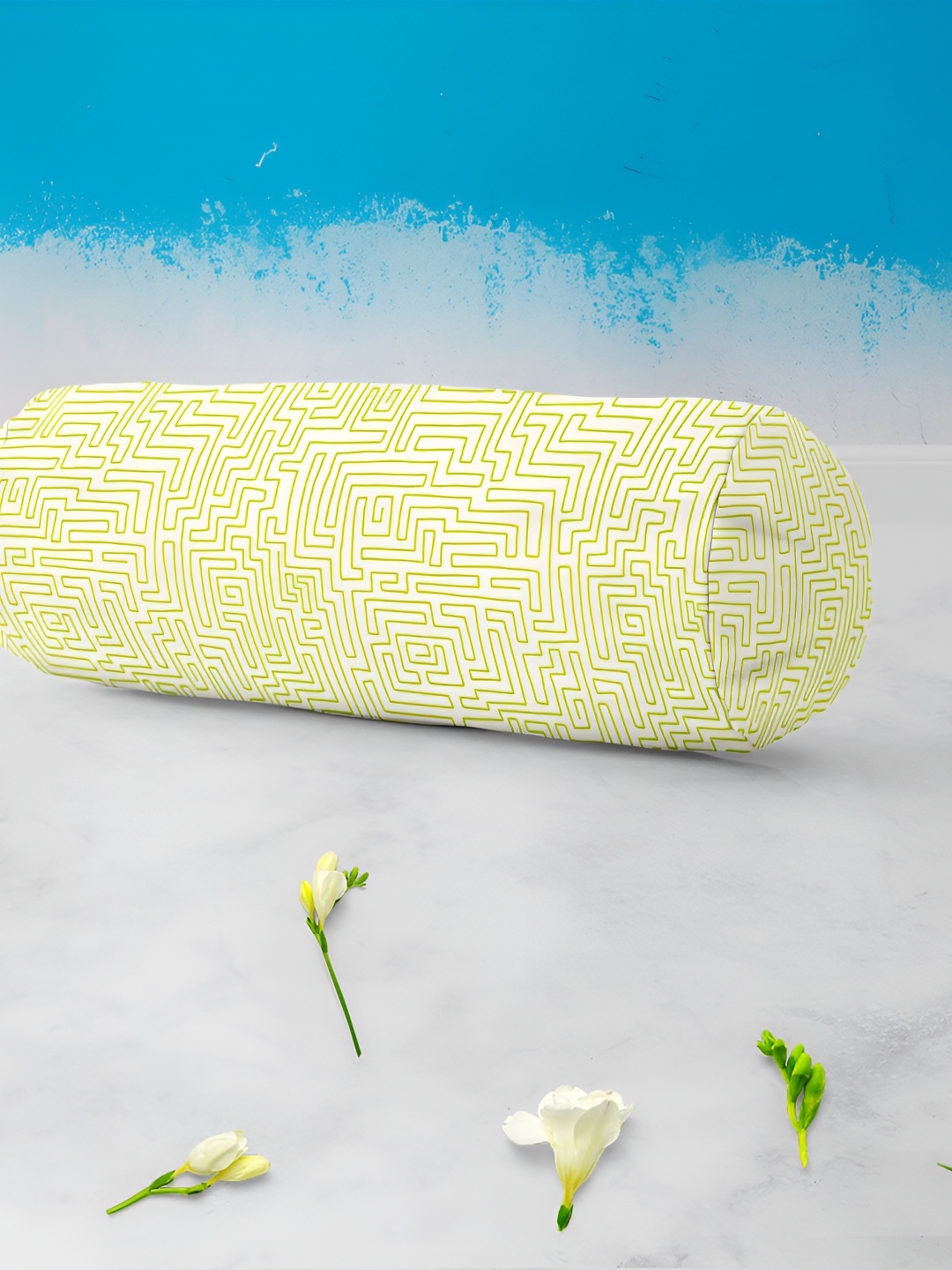 

ArtzFolio White & Green 2 Pieces Geometric Printed Bolster Covers