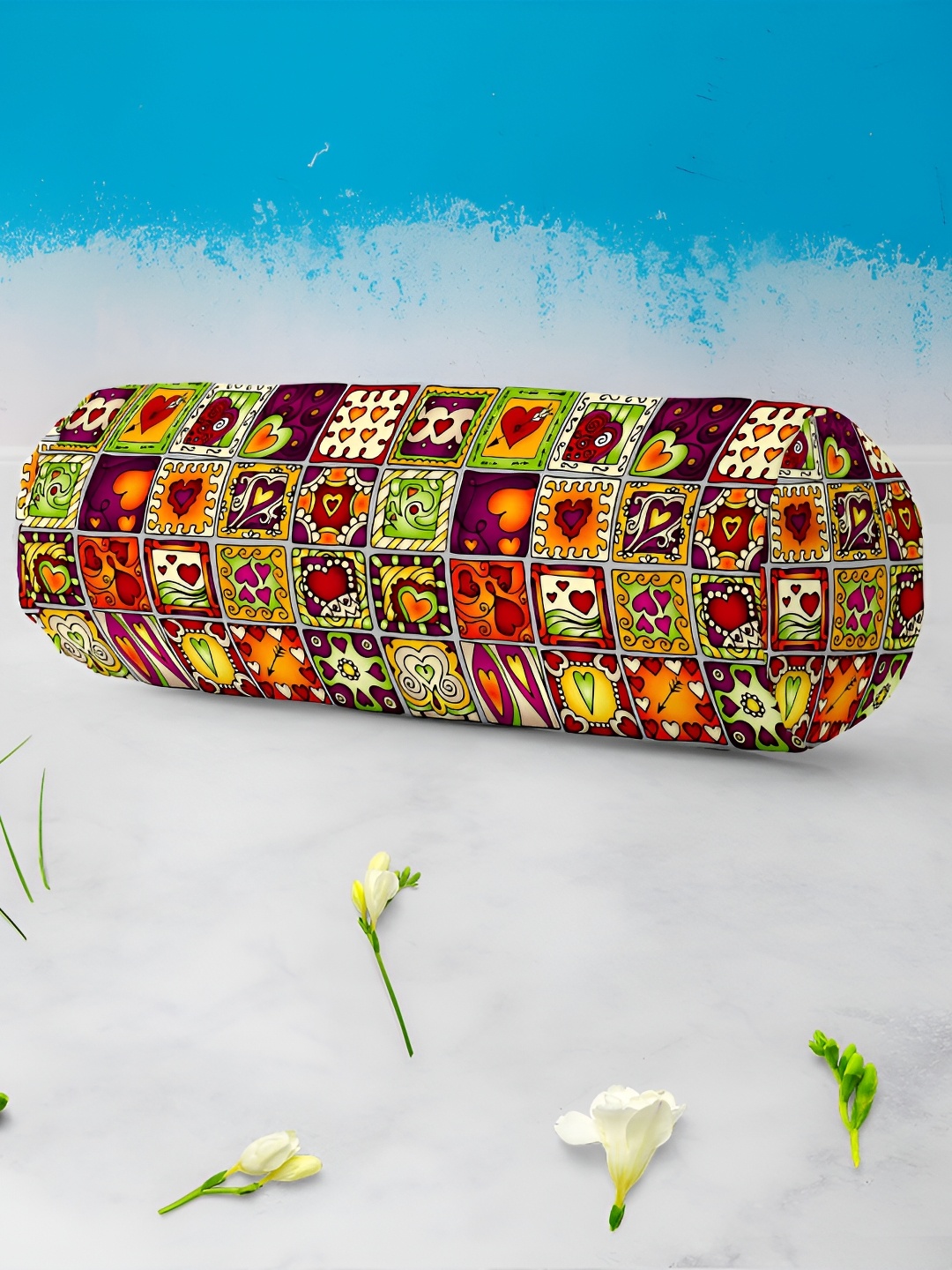 

ArtzFolio Yellow & Green 2 Pieces Printed Velvet Canvas Bolster Covers