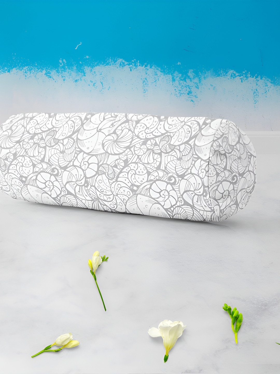 

ArtzFolio White & Grey 2 Pieces Floral Printed Bolster Covers
