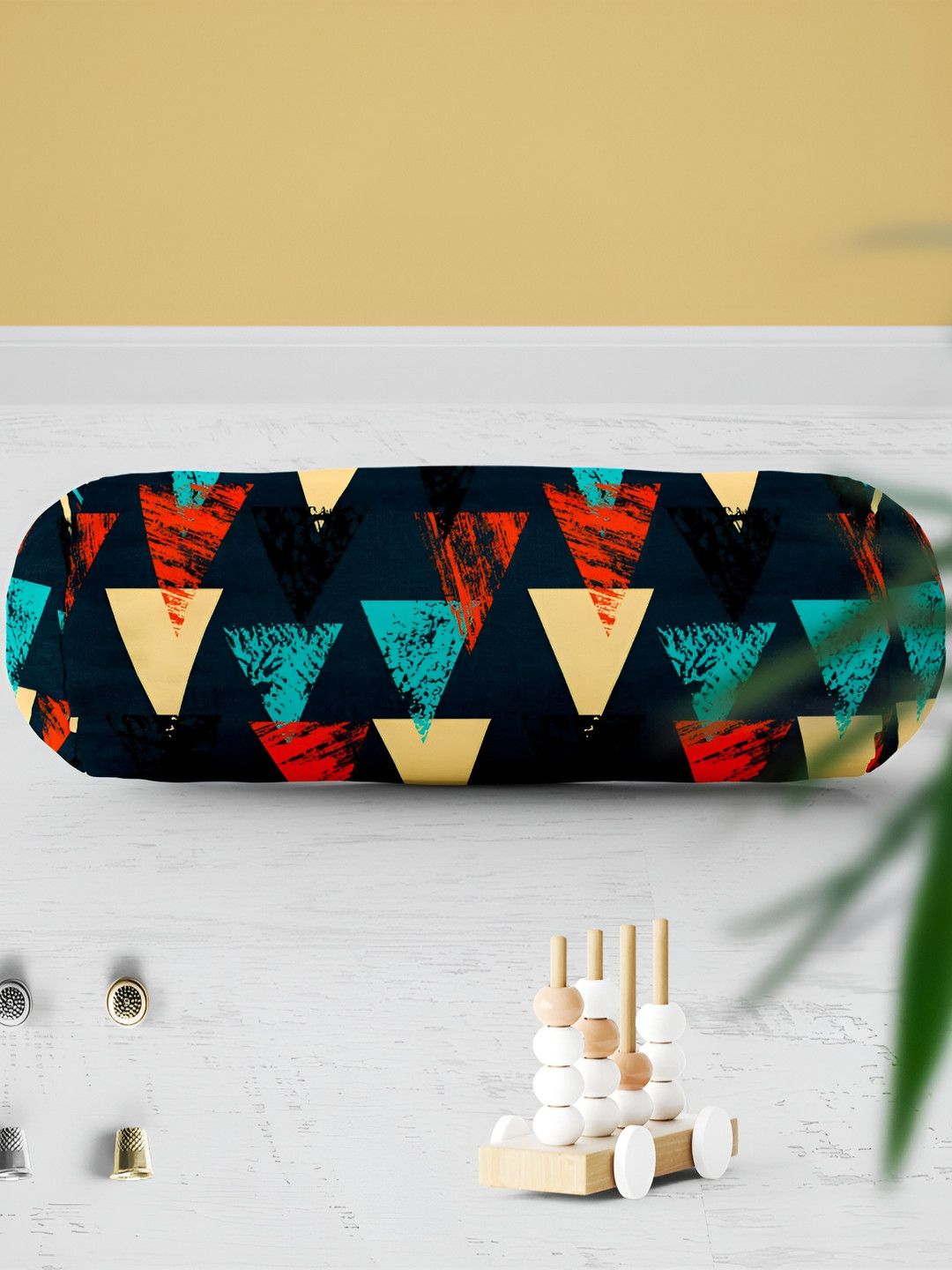 

ArtzFolio Black & Red 2 Pieces Geometric Printed Velvet Bolster Covers