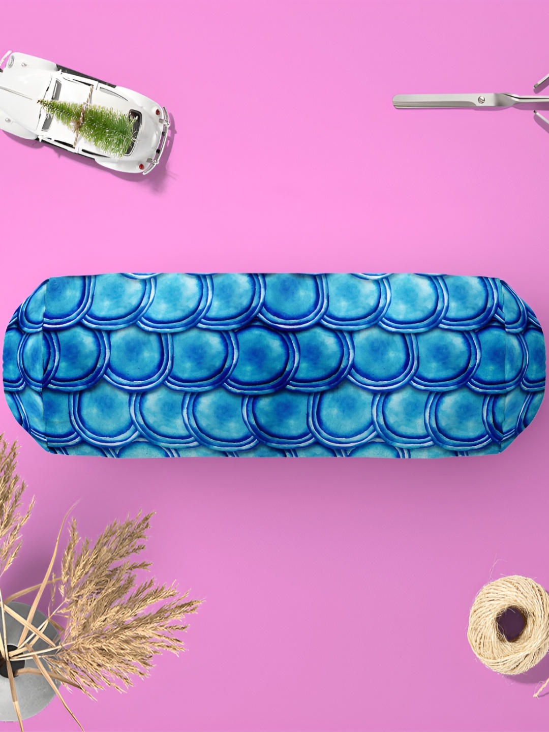 

ArtzFolio Blue 2 Pieces Abstract Printed Velvet Bolster Covers