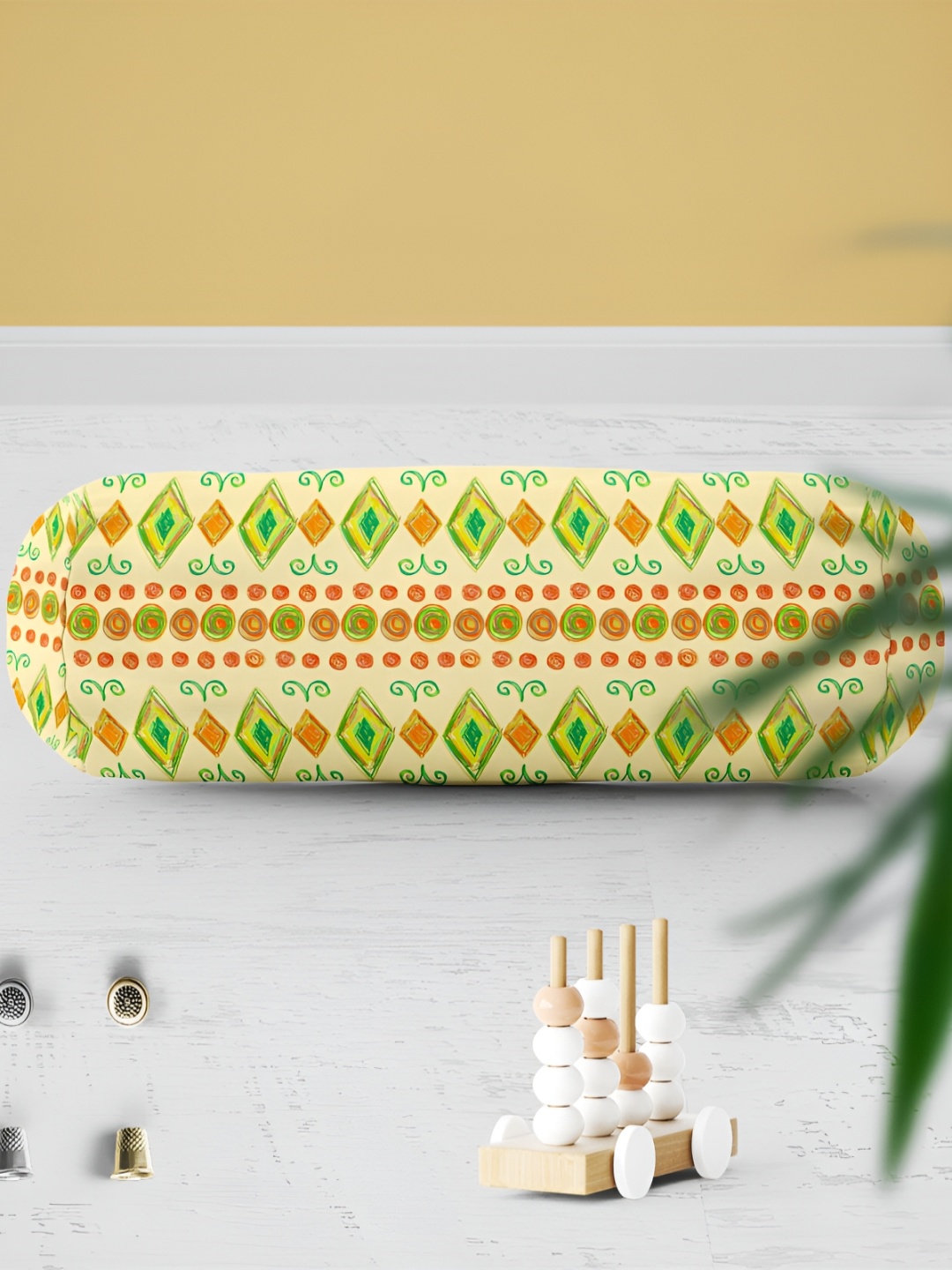 

ArtzFolio Beige & Green 2 Pieces Printed Bolster Covers