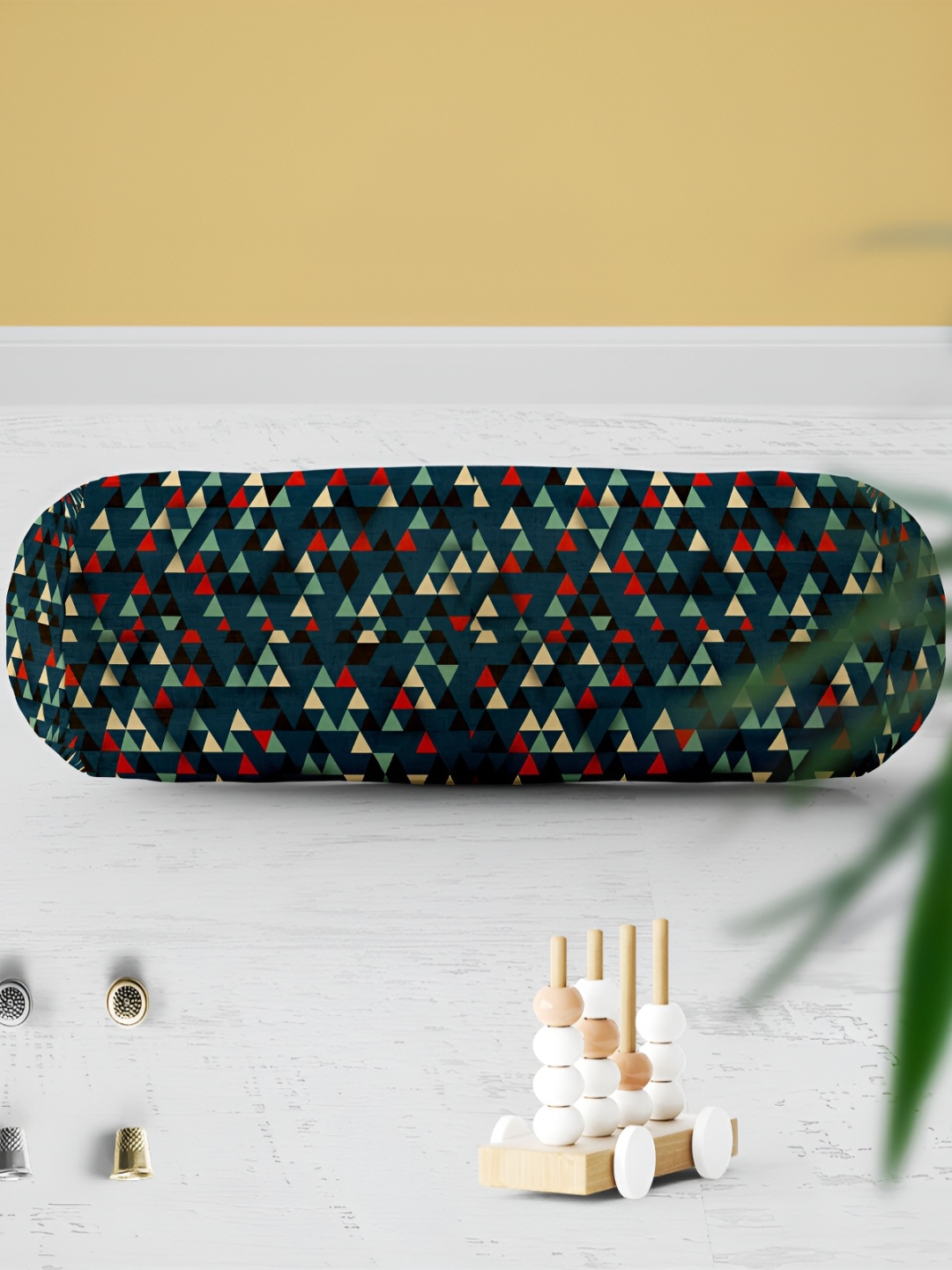 

ArtzFolio Navy Blue & Green 2 Pieces Geometric Printed Bolster Covers