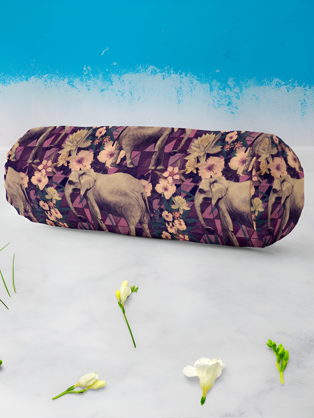

ArtzFolio Purple & Black 2 Pieces Floral Printed Velvet Bolster Covers